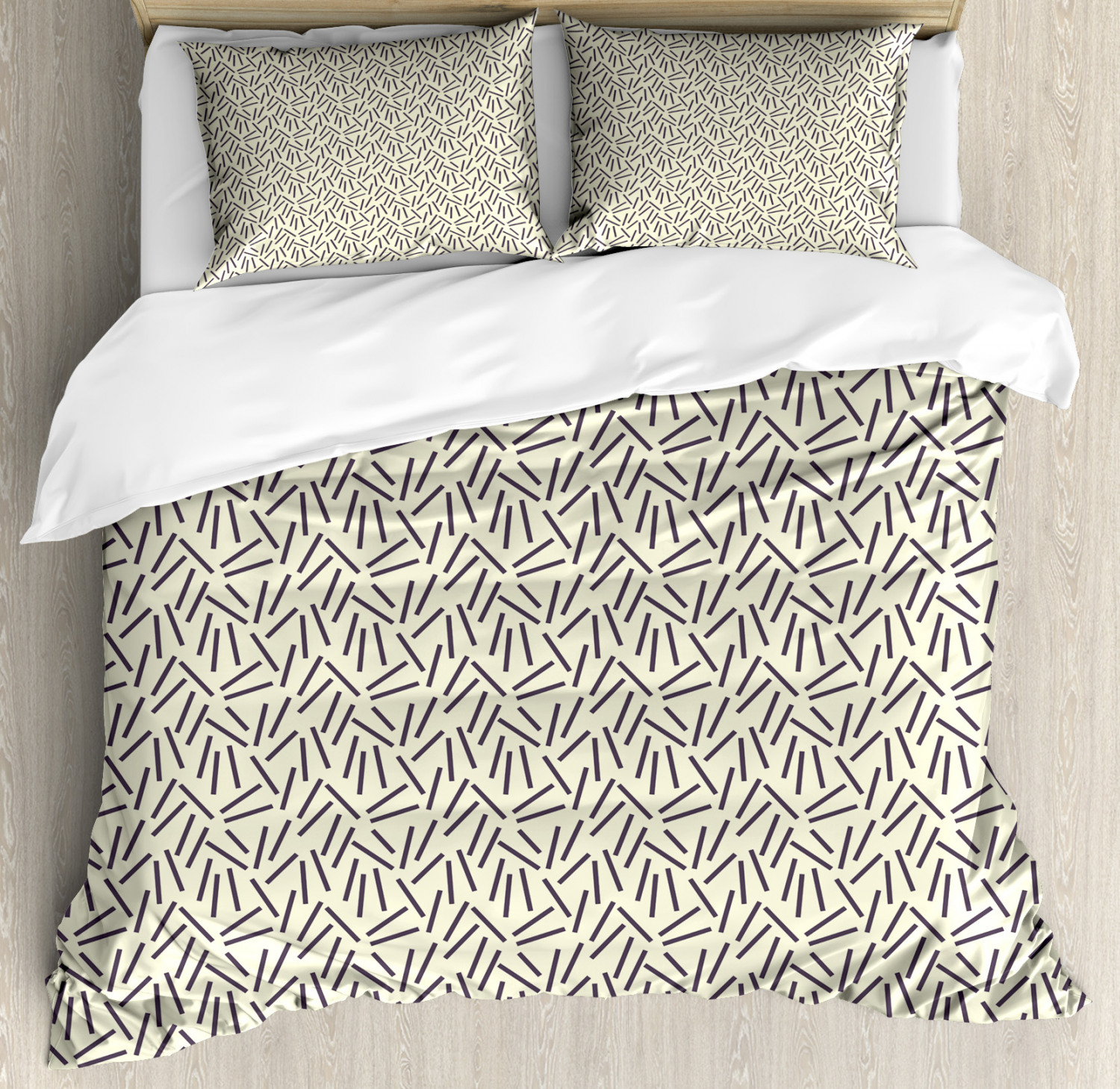 Abstract Duvet Cover Set With Pillow Shams Black Lines Modern Art Print ...