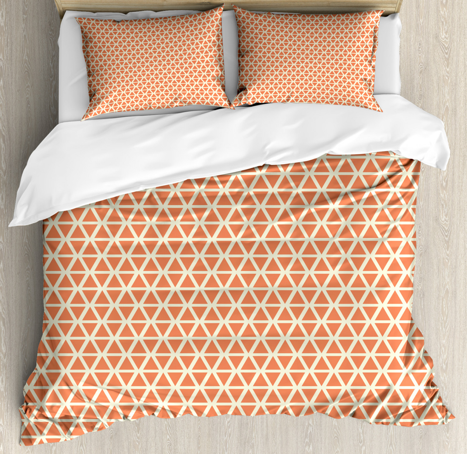 Orange Duvet Cover Set with Pillow Shams Groovy Soft Triangles Print eBay