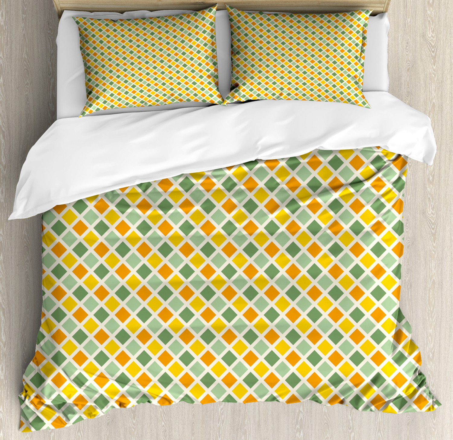 Retro Duvet Cover Set with Pillow Shams Classic Checkered Striped Print