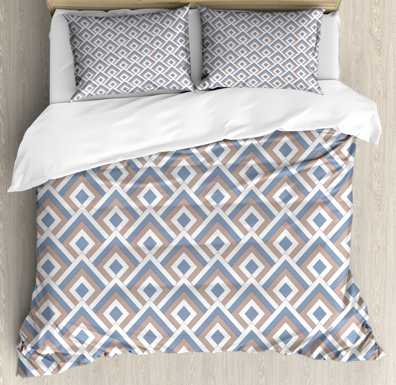 Geometric Duvet Cover Set With Pillow Shams Modern Nested Squares