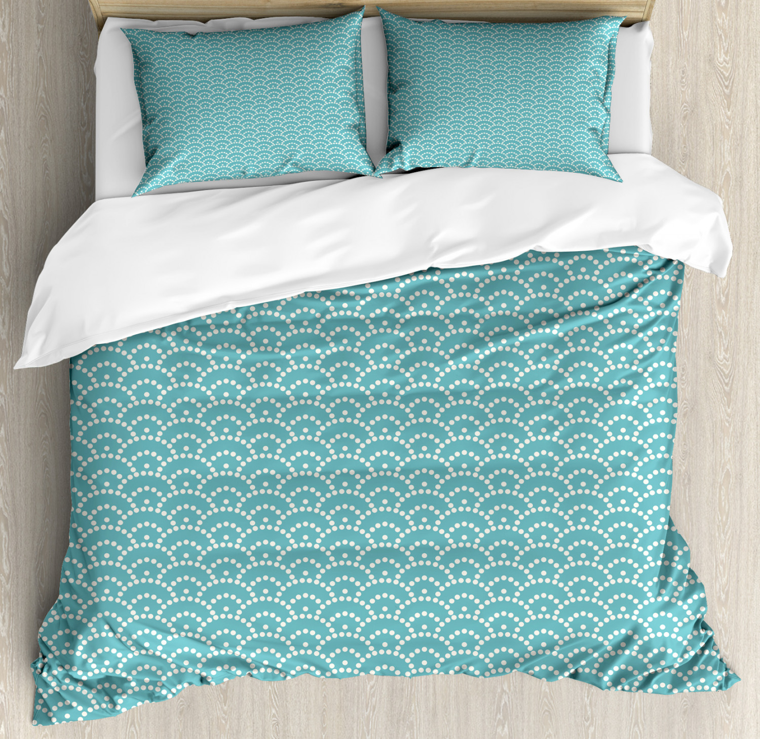 Pale Blue Duvet Cover Set With Pillow Shams Bubbles Japanese Print