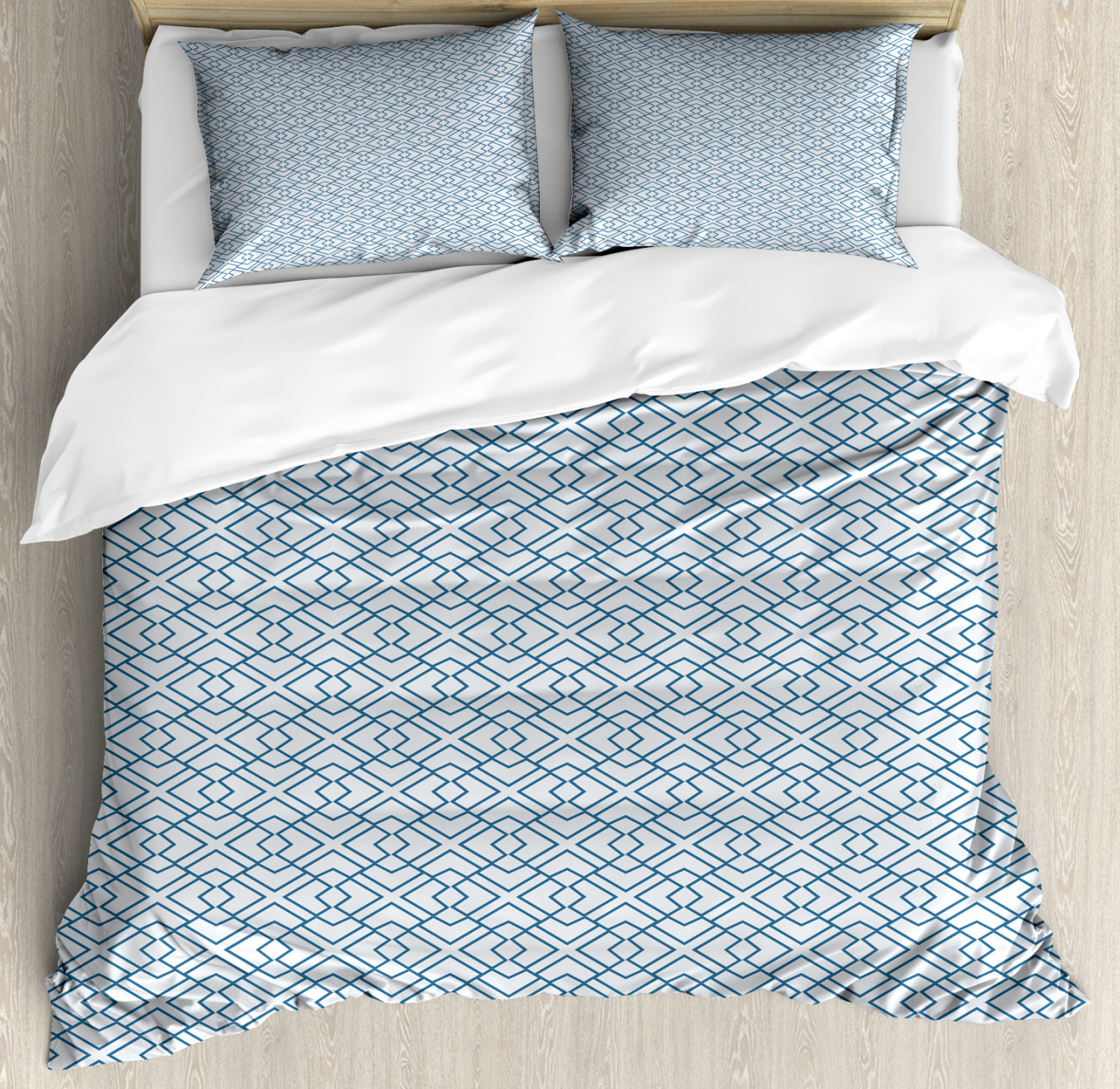 Japanese Duvet Cover Set With Pillow Shams Retro Blue Blossoms