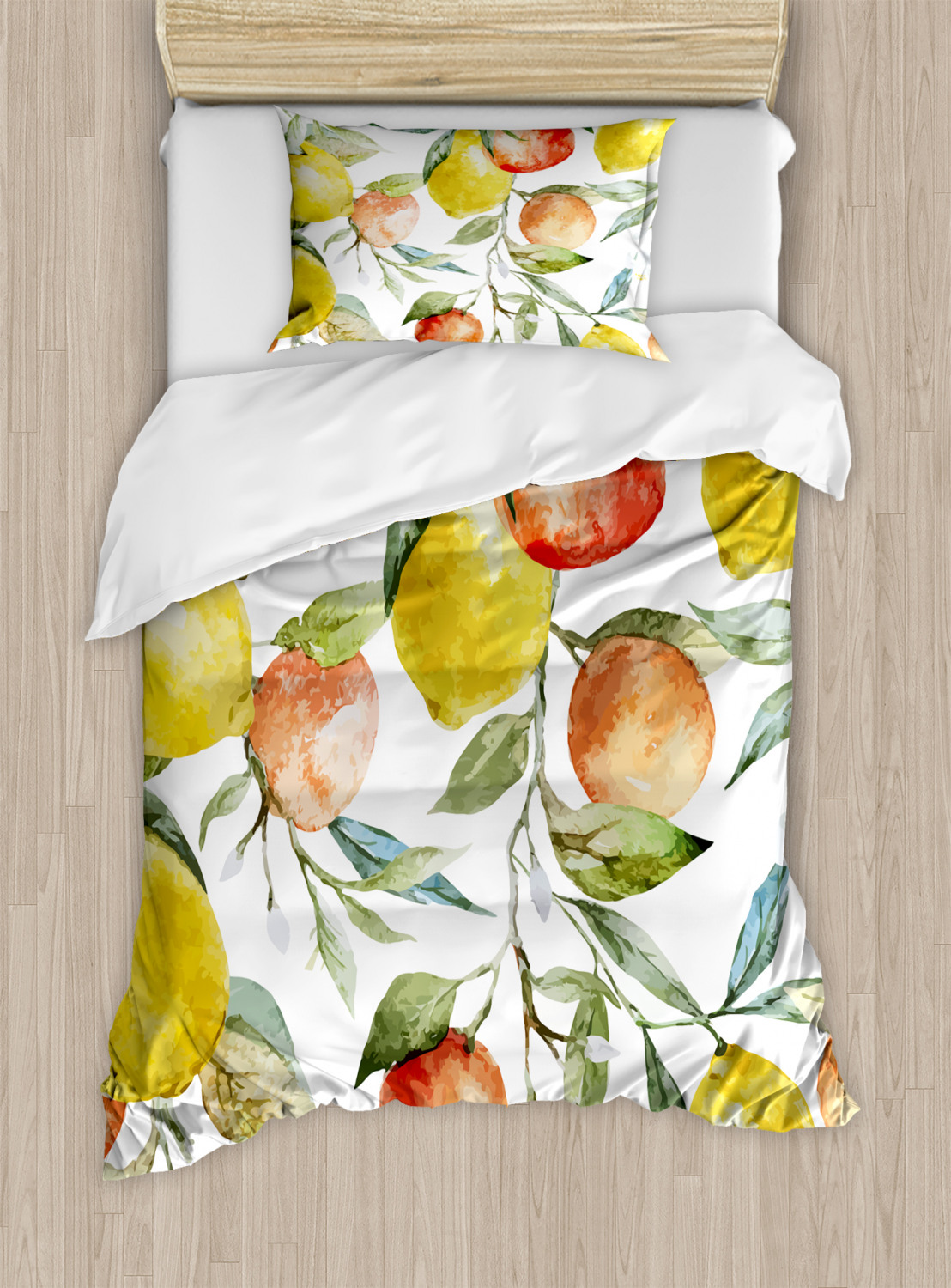 Summer Lemon Duvet Cover Set Twin Queen King Sizes with Pillow Shams 