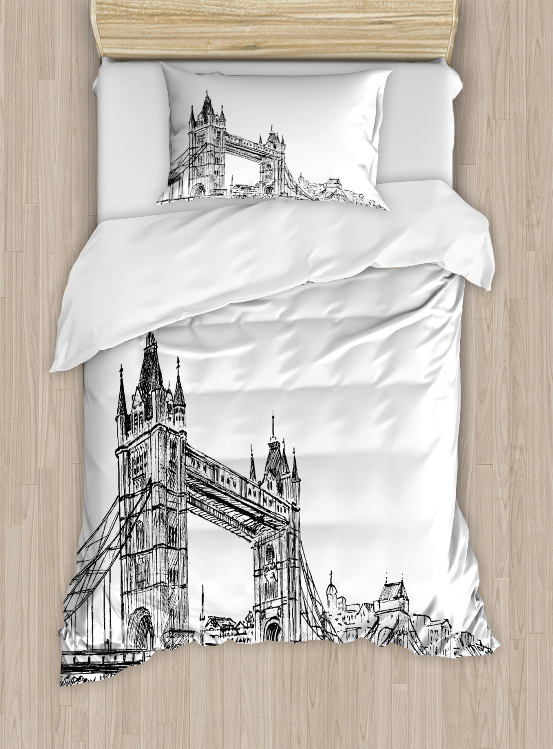 London Duvet Cover Set with Pillow Shams Tower Bridge UK Scenery Print eBay