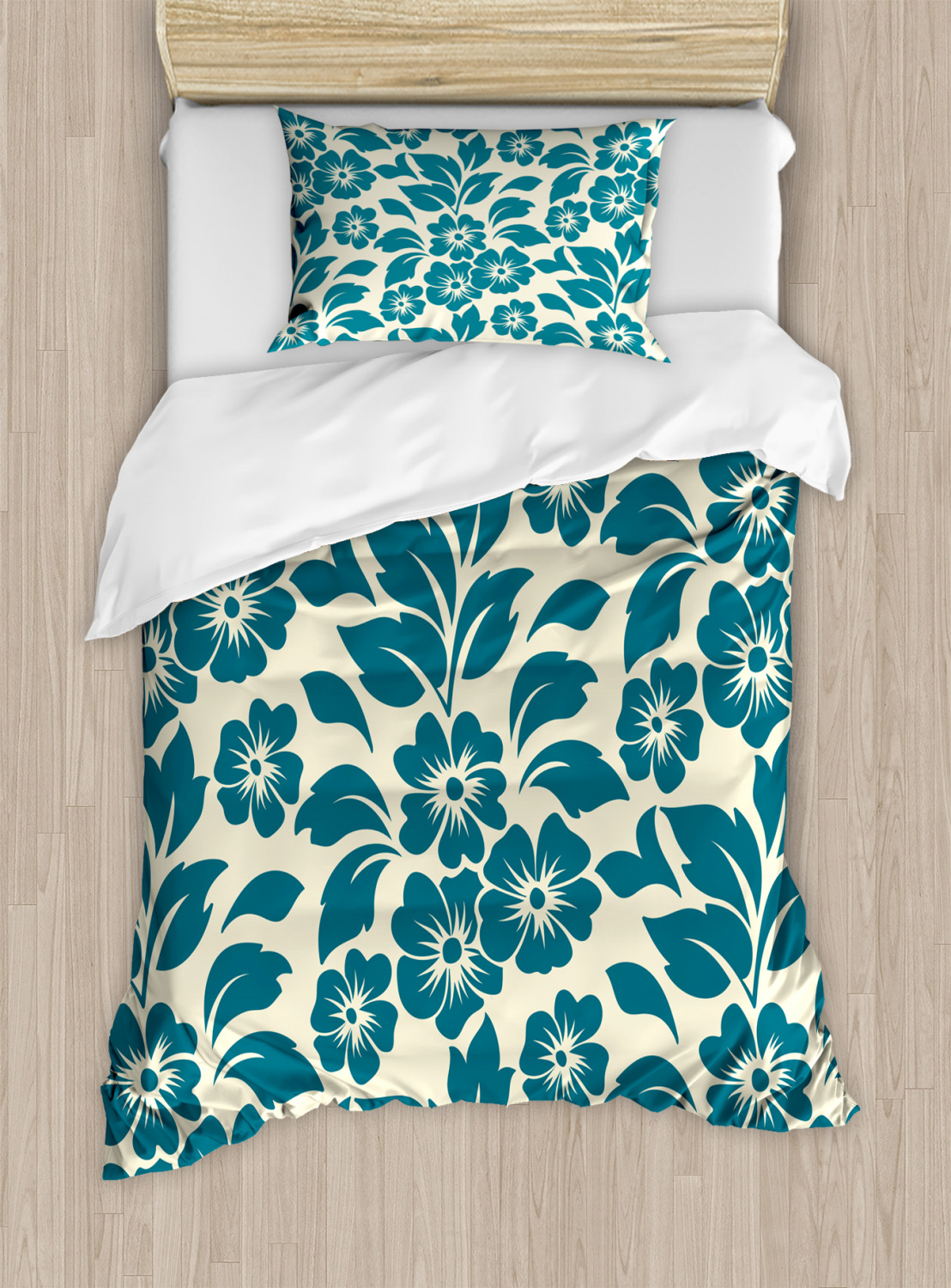 Shabby Chic Duvet Cover Set with Pillow Shams Flower Bloom Spring Print - Picture 7 of 8