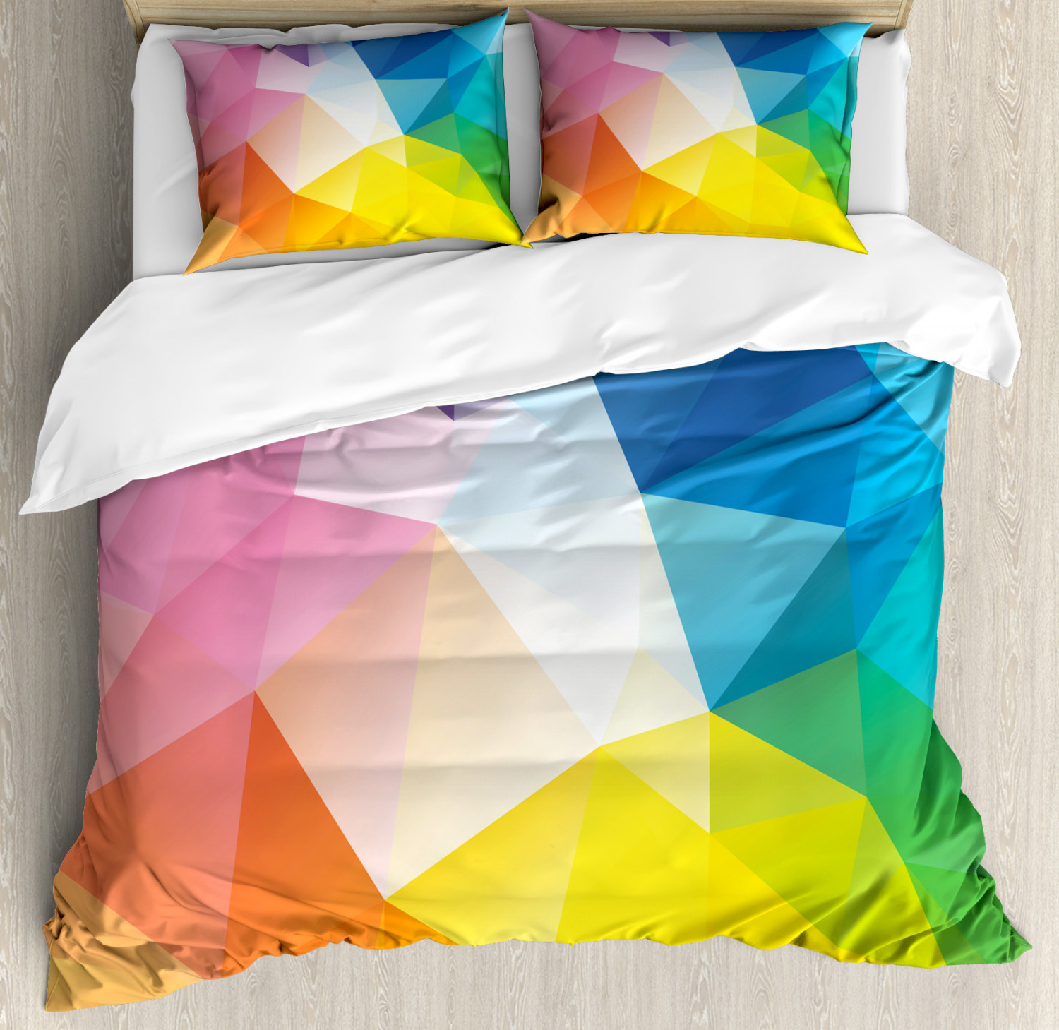 Rainbow Duvet Cover Set with Pillow Shams Fractal colord Lines Print Rainbow Duvet Cover Set with Pillow Shams Fractal colord Lines Print