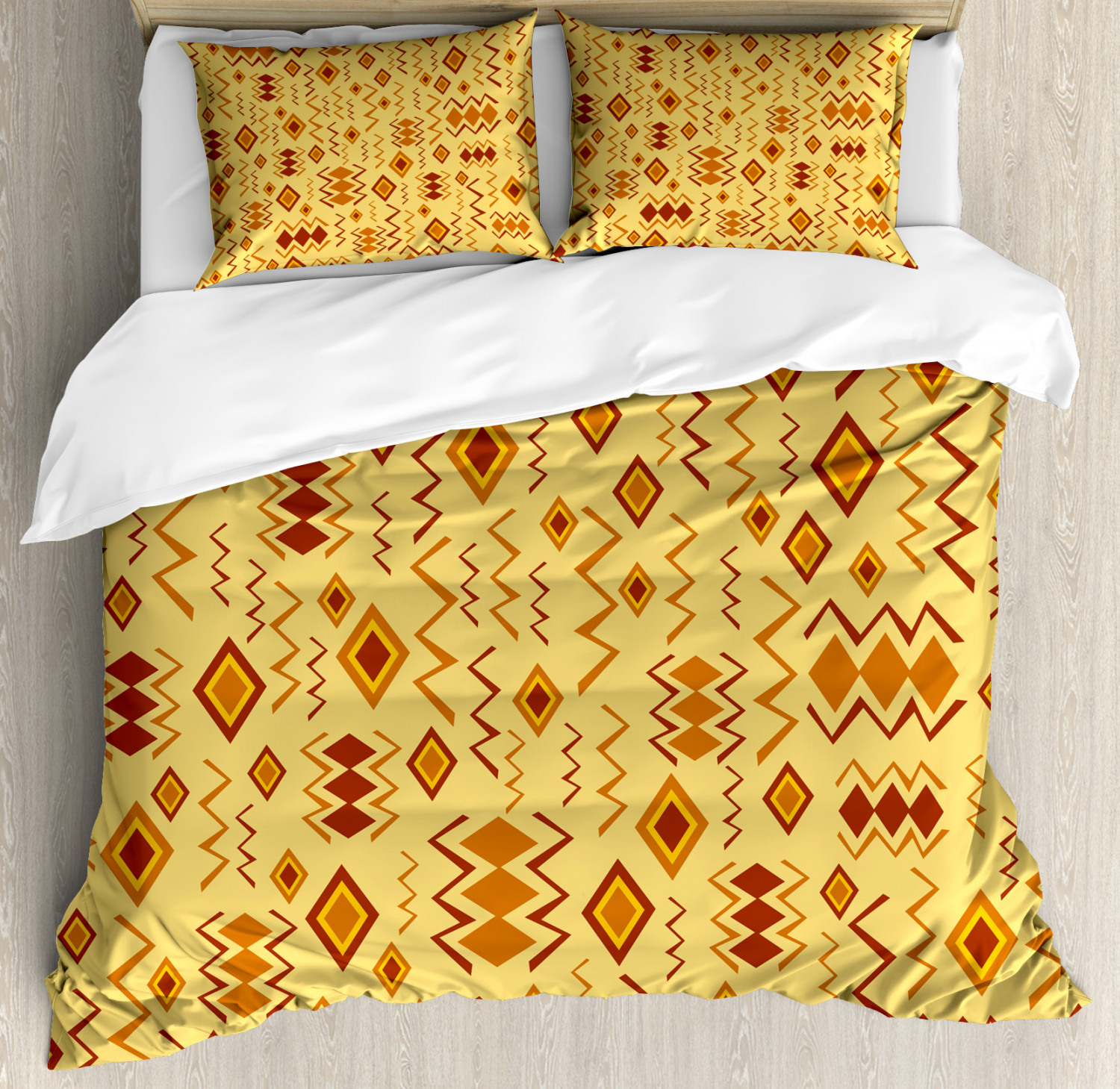 African Duvet Cover Set with Pillow Shams Ethnic Quirky Art Forms Print