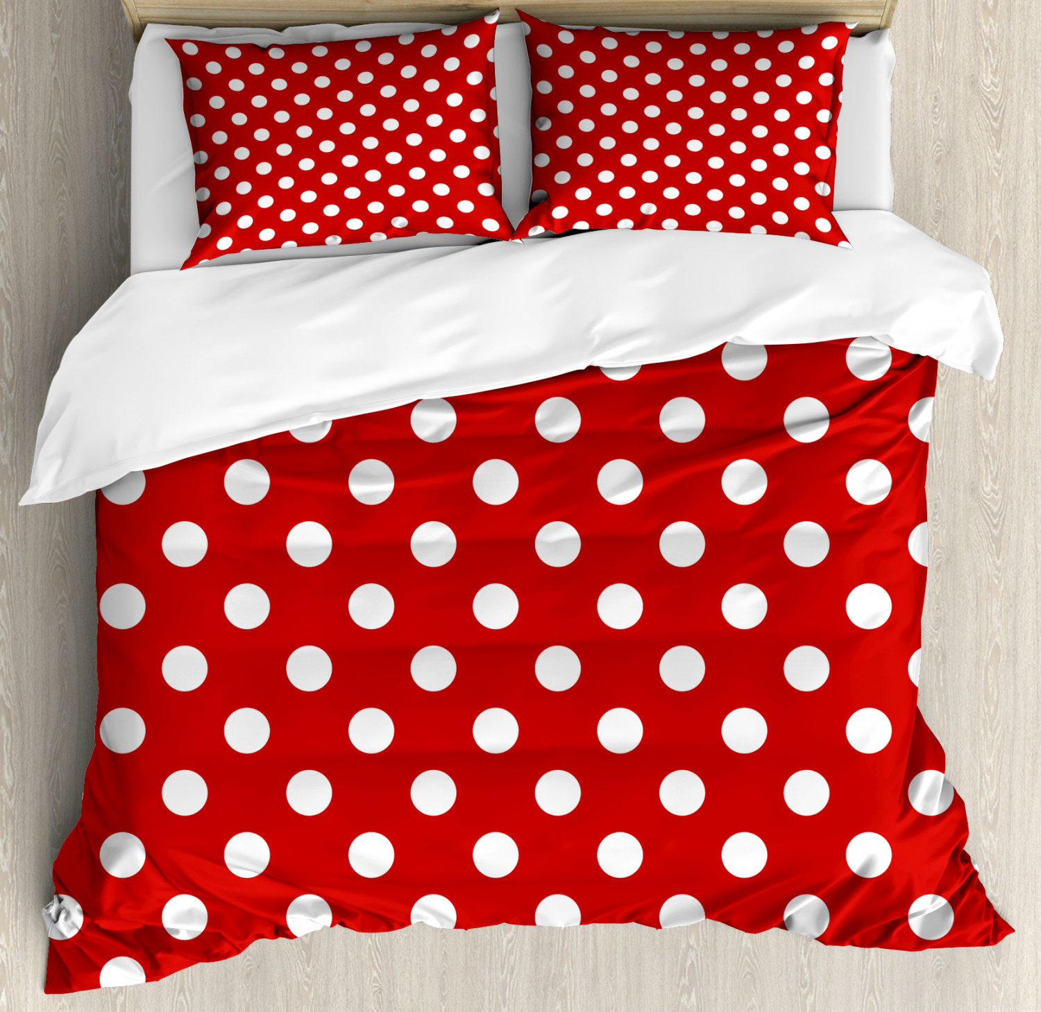 Retro Duvet Cover Set With Pillow Shams Polka Dots Circular Forms