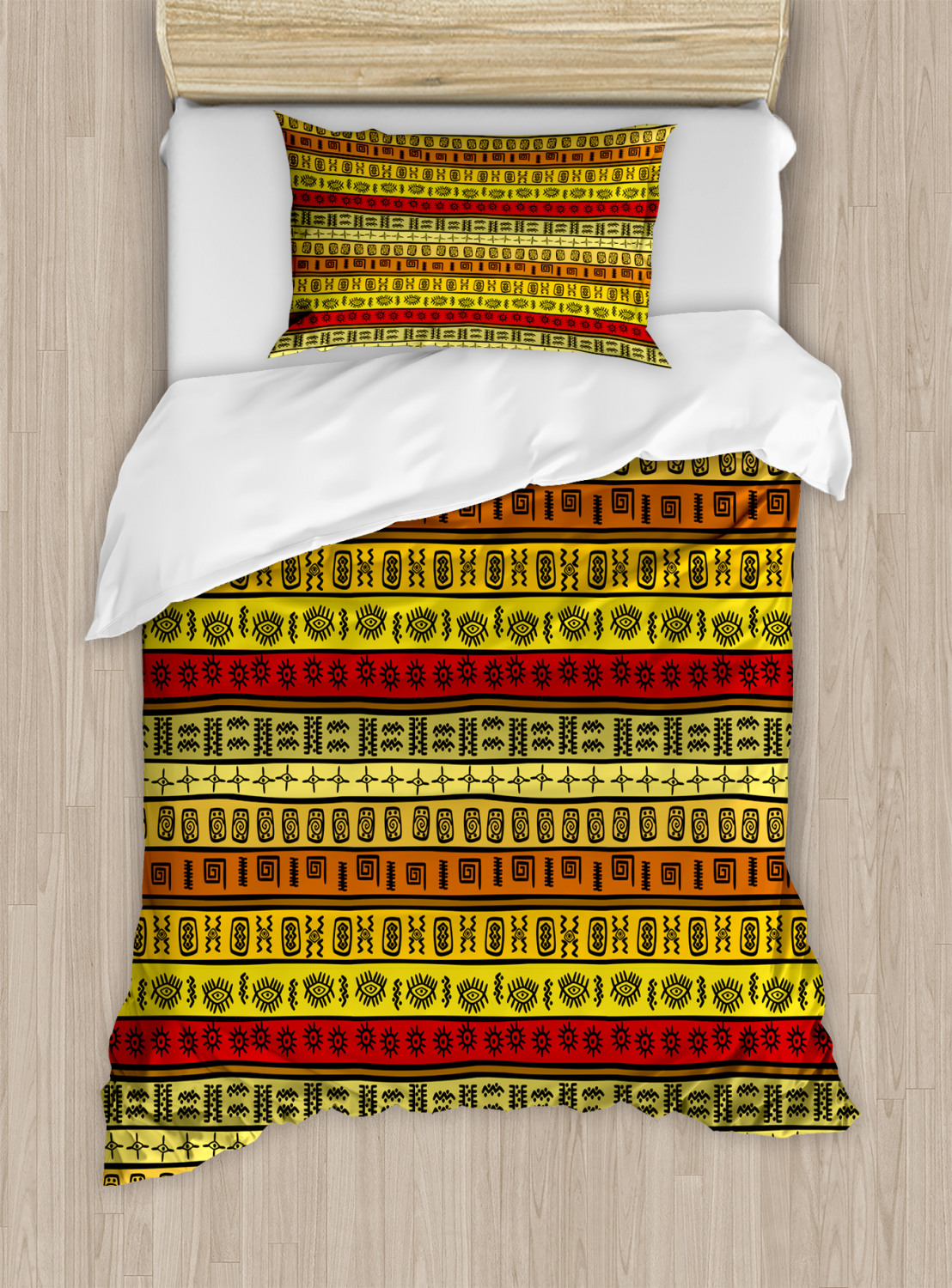 African Duvet Cover Set with Pillow Shams Ethnic Tribal Ancient Print