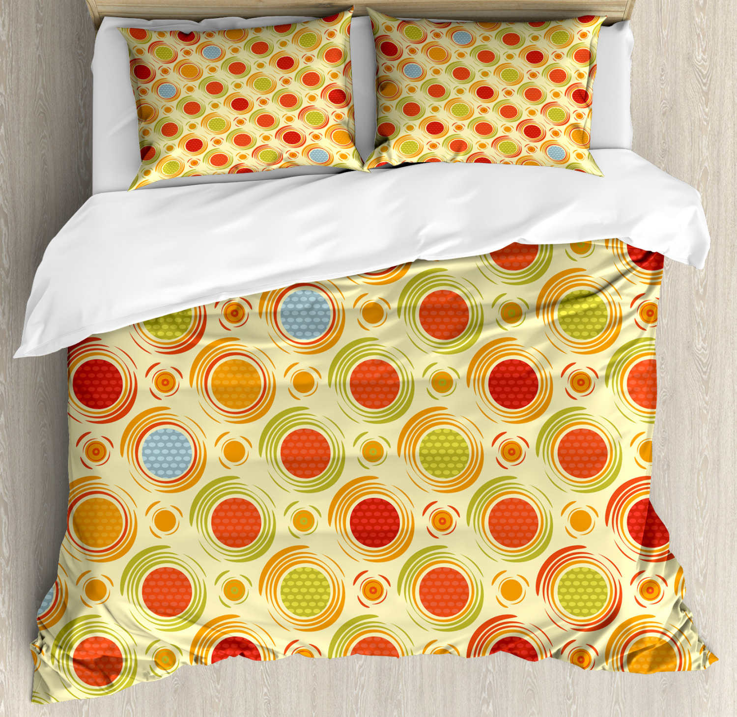 Abstract Duvet Cover Set With Pillow Shams Colorful Dots Striped