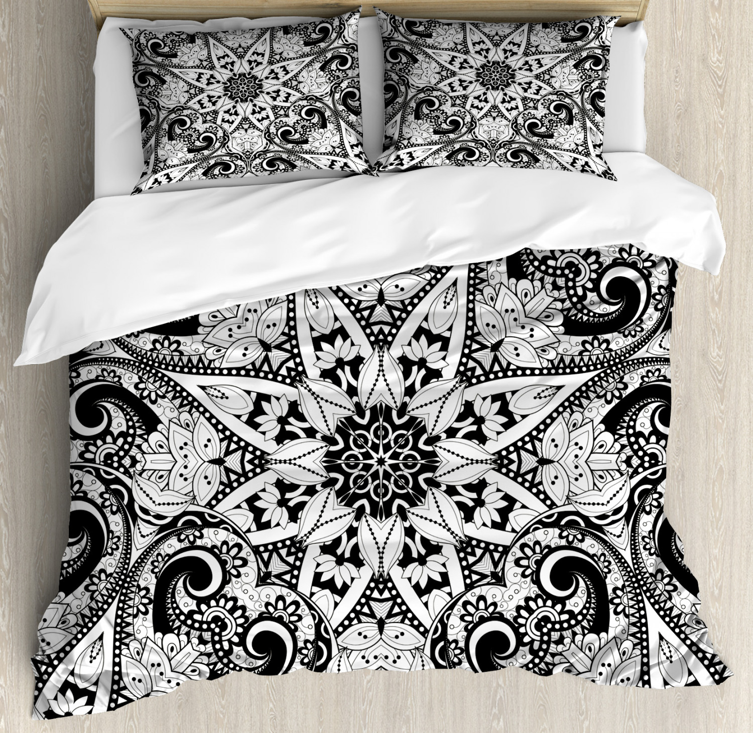 Mandala Duvet Cover Set with Pillow Shams Ethnic Eastern Pattern Print