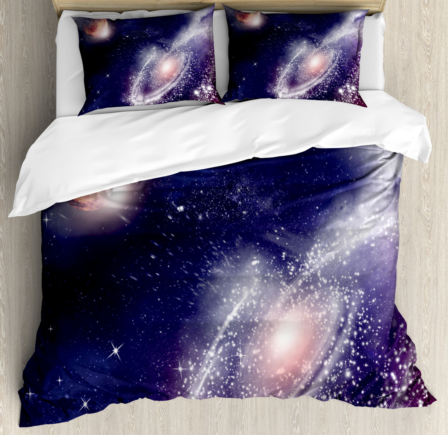 Universe Duvet Cover Set With Pillow Shams Nebula Planet Cosmic