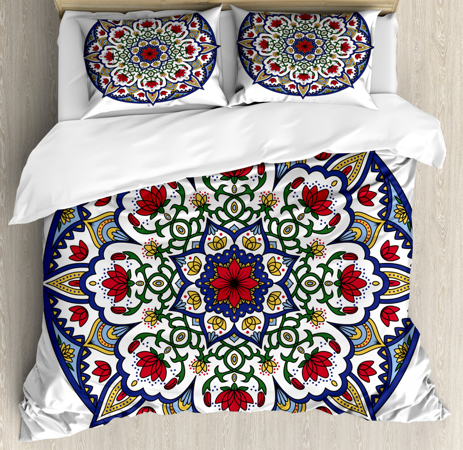 Moroccan Duvet Cover Set With Pillow Shams Mandala Lotus Ancient