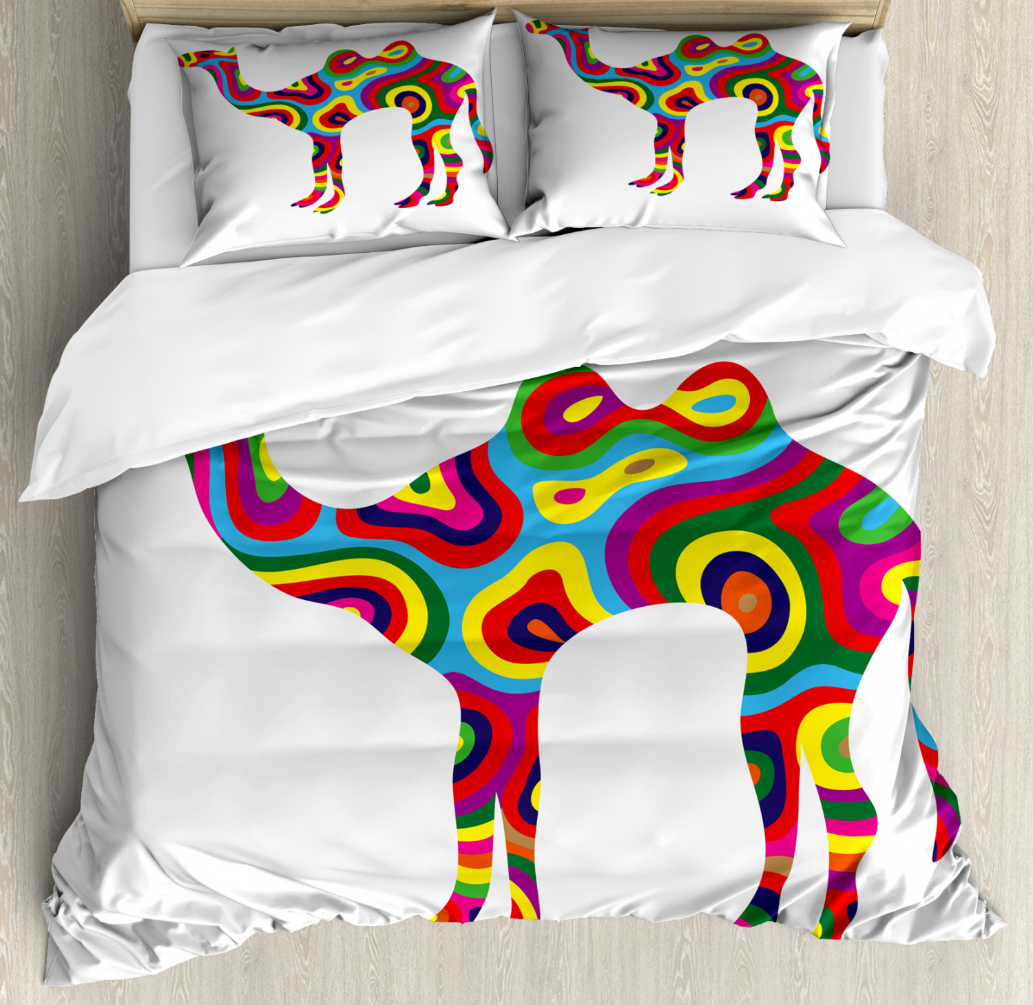 Trippy Duvet Cover Set With Pillow Shams Abstract Camel Figure