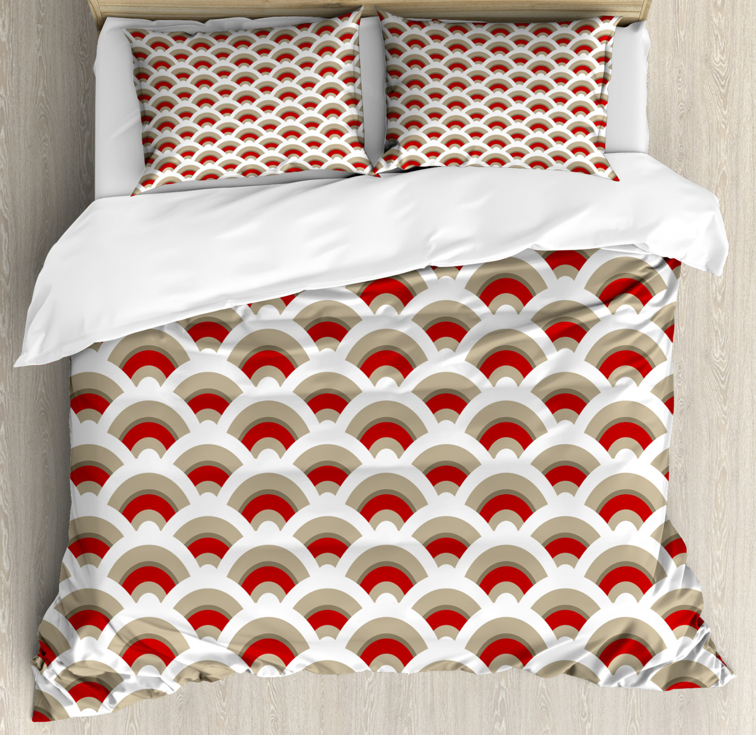 Seashell Duvet Cover Set With Pillow Shams Oriental Scallop Art Print
