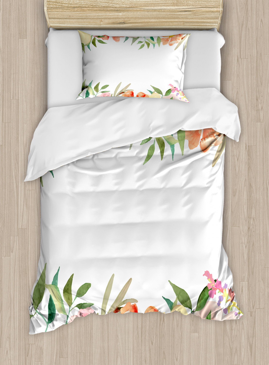 Shabby Chic Duvet Cover Set with Pillow Shams Soft Flower Petals Print - Picture 7 of 8