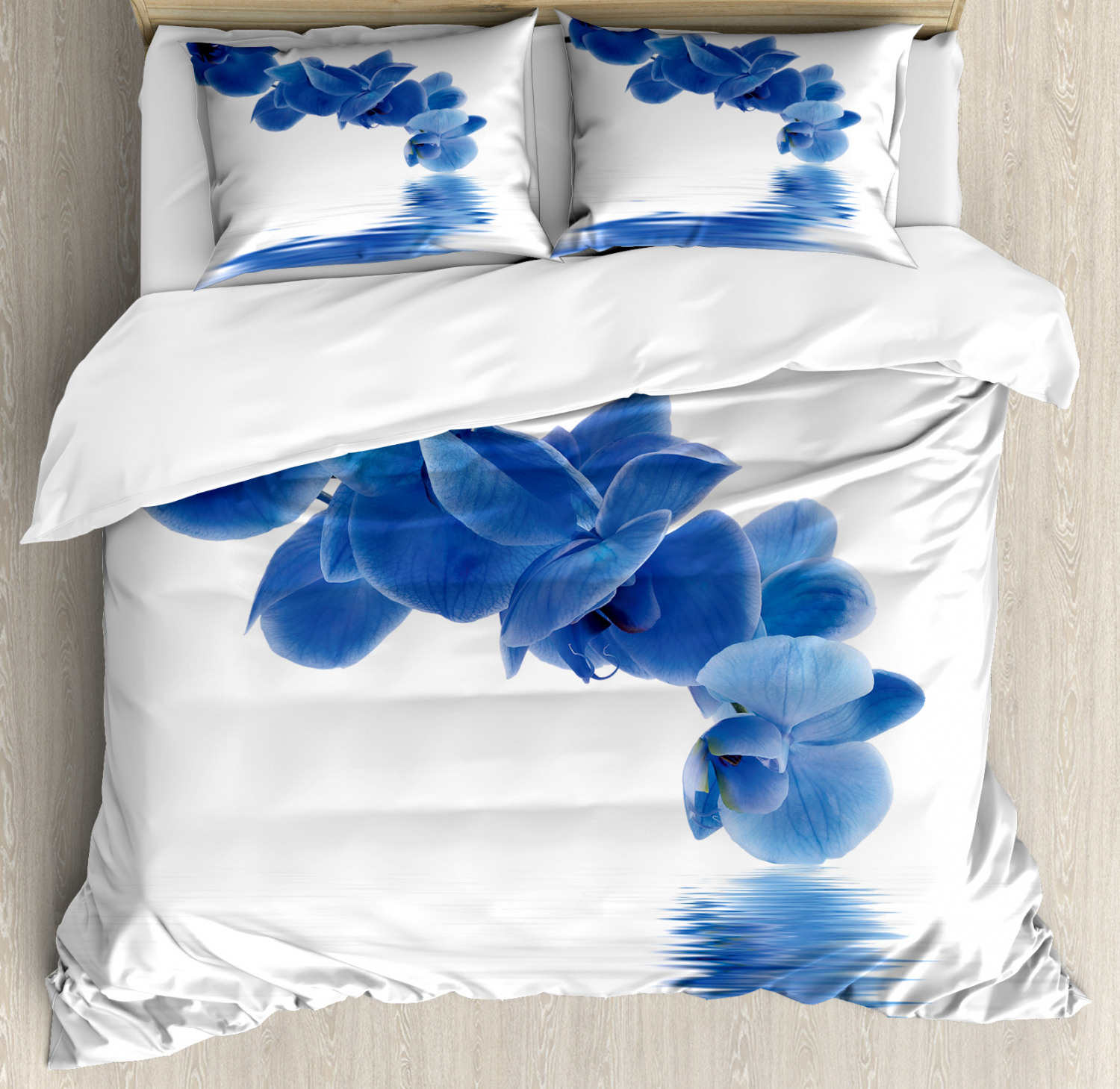 Blue Duvet Cover Set with Pillow Shams Orchid Zen Bridal Print eBay