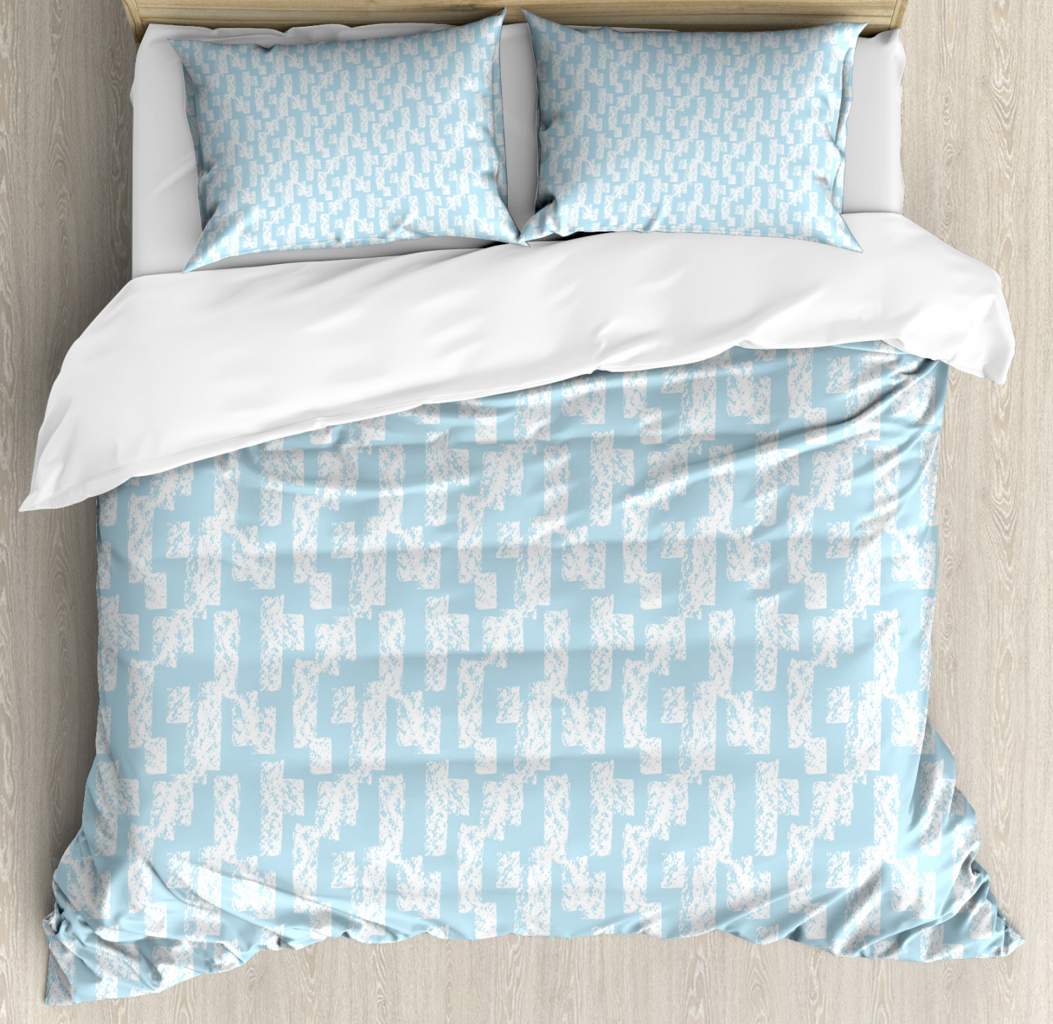 Pale Blue Duvet Cover Set With Pillow Shams Artful Brushstrokes