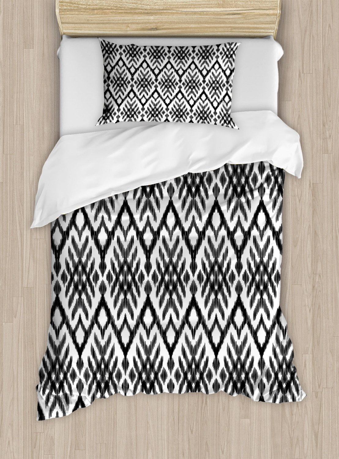 Tribal Duvet Cover Set With Pillow Shams Diagonal Bohemic Shapes