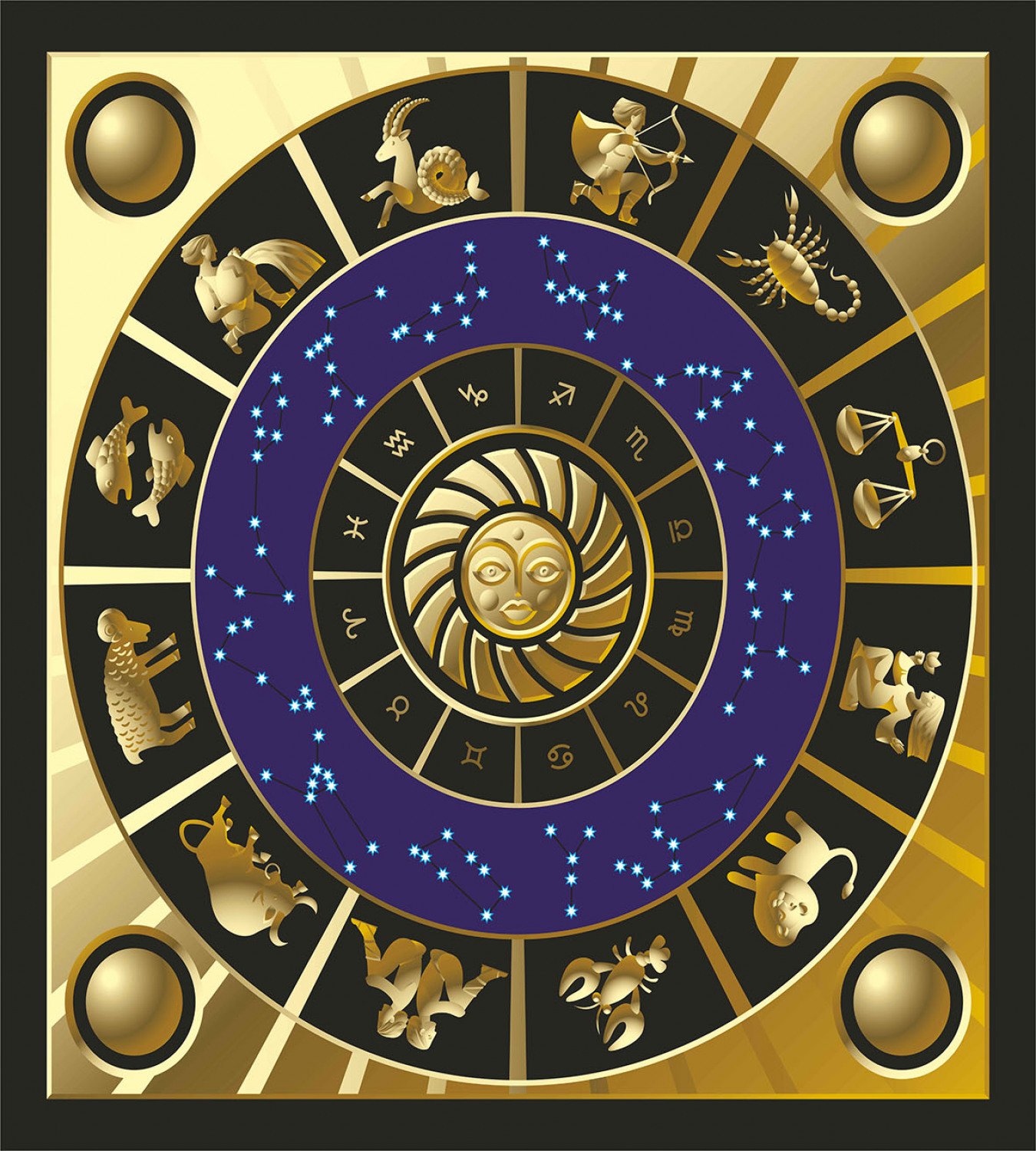 Astrology Duvet Cover Set with Pillow Shams Zodiac Horoscope Art Print