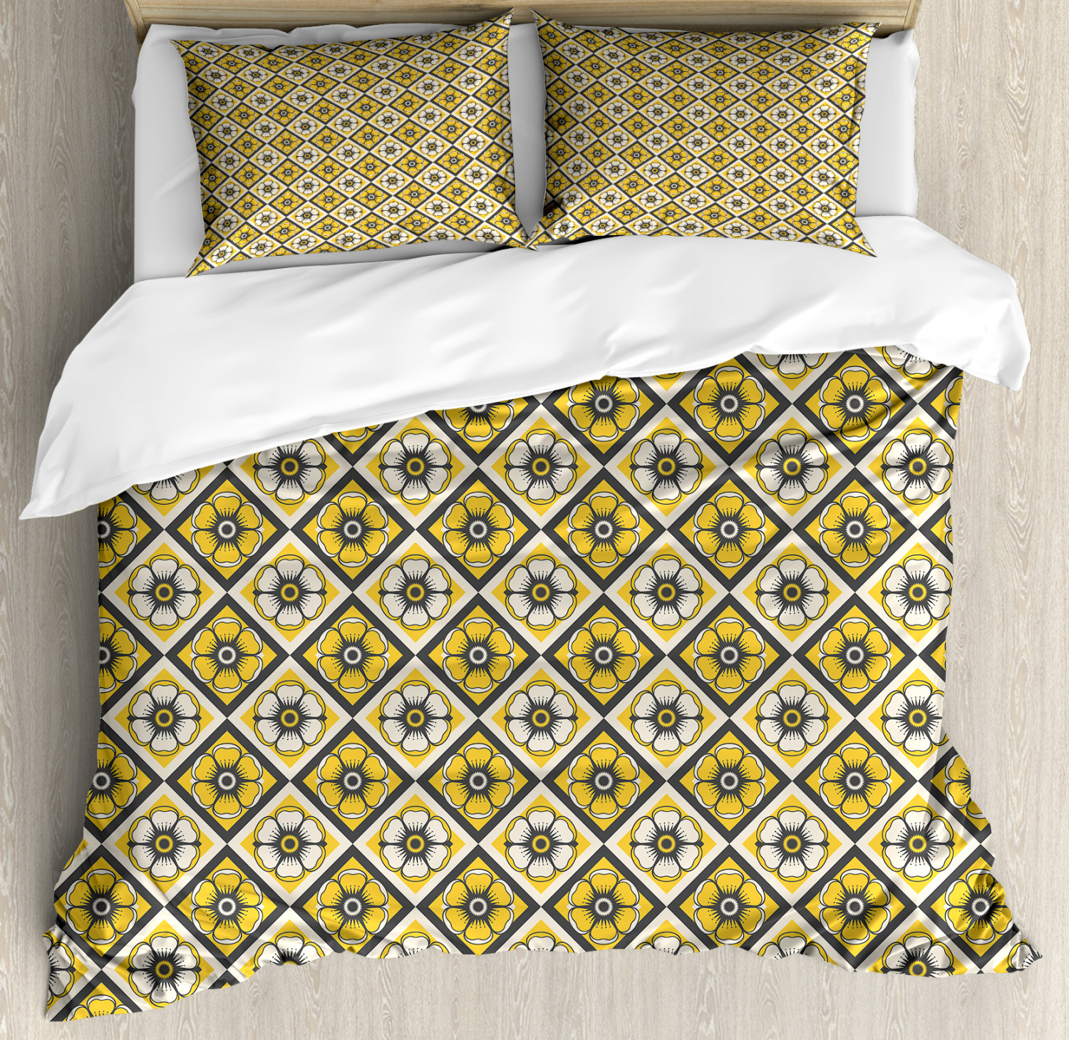 Details About Grey And Yellow Duvet Cover Set Twin Queen King Sizes With Pillow Shams