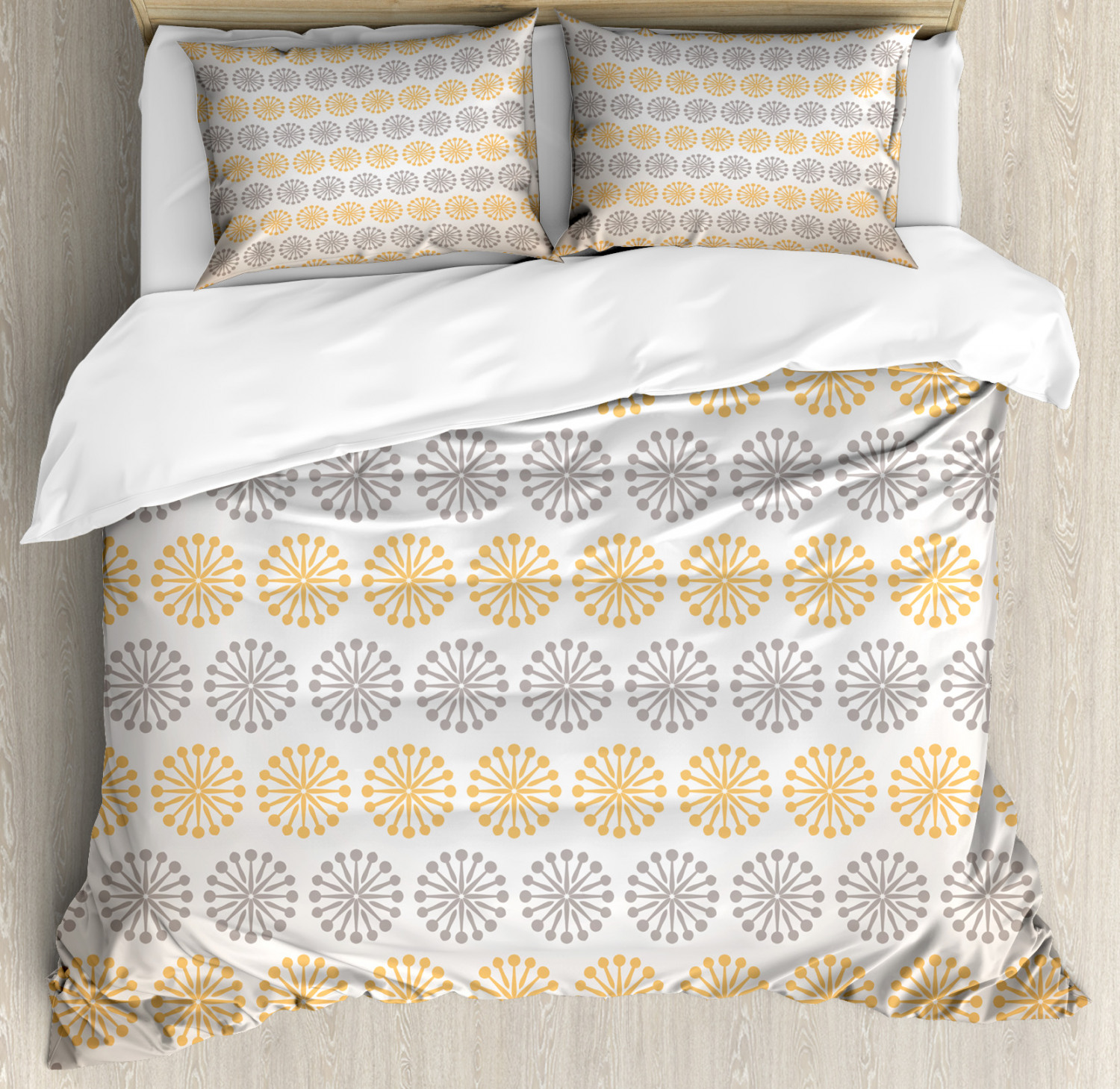 Grey and Yellow Duvet Cover Set Twin Queen King Sizes with Pillow Shams