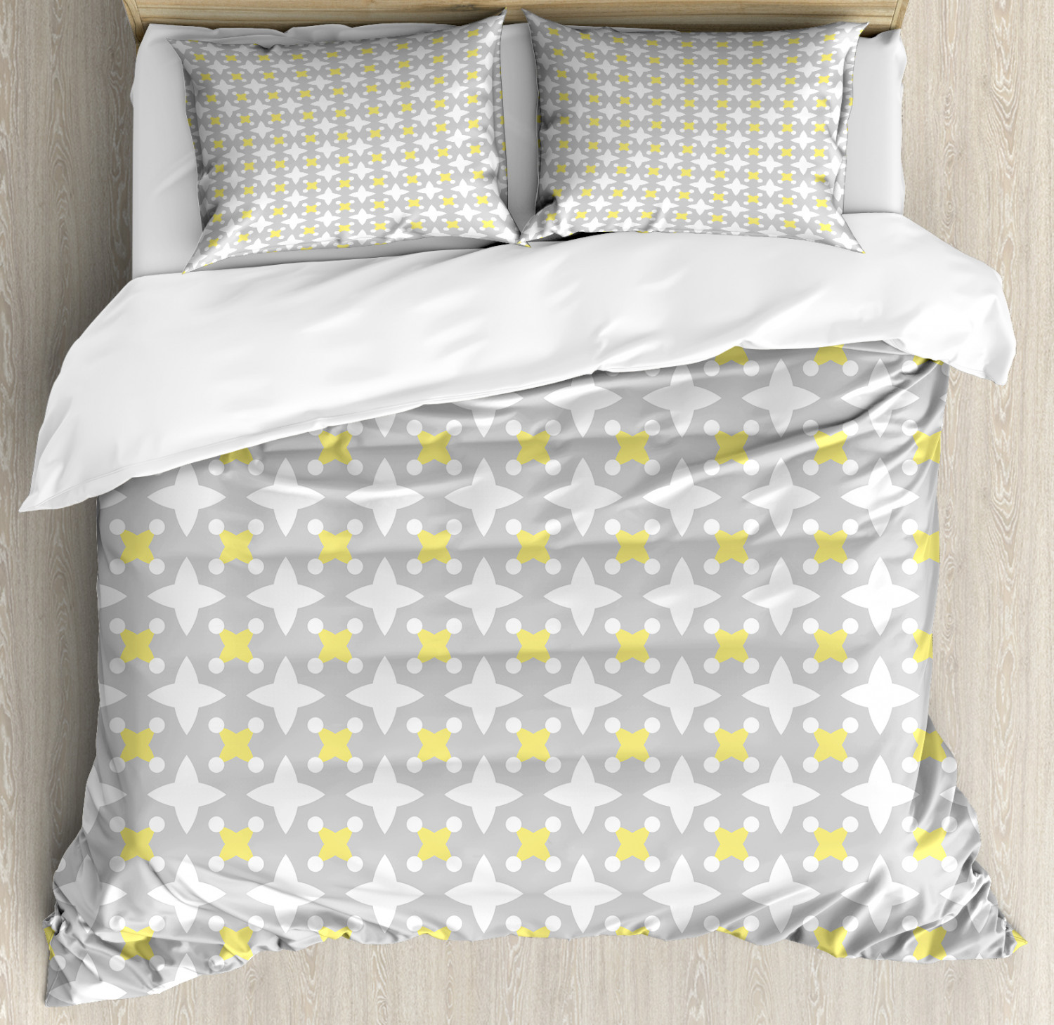 Grey and Yellow Duvet Cover Set Twin Queen King Sizes with Pillow Shams ...