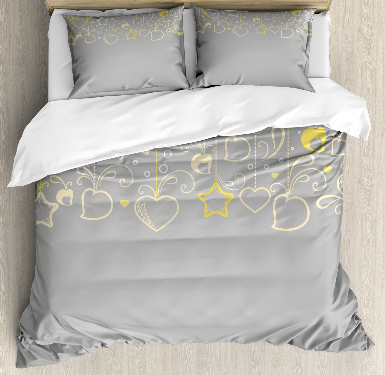 Details About Grey And Yellow Duvet Cover Set Twin Queen King Sizes With Pillow Shams