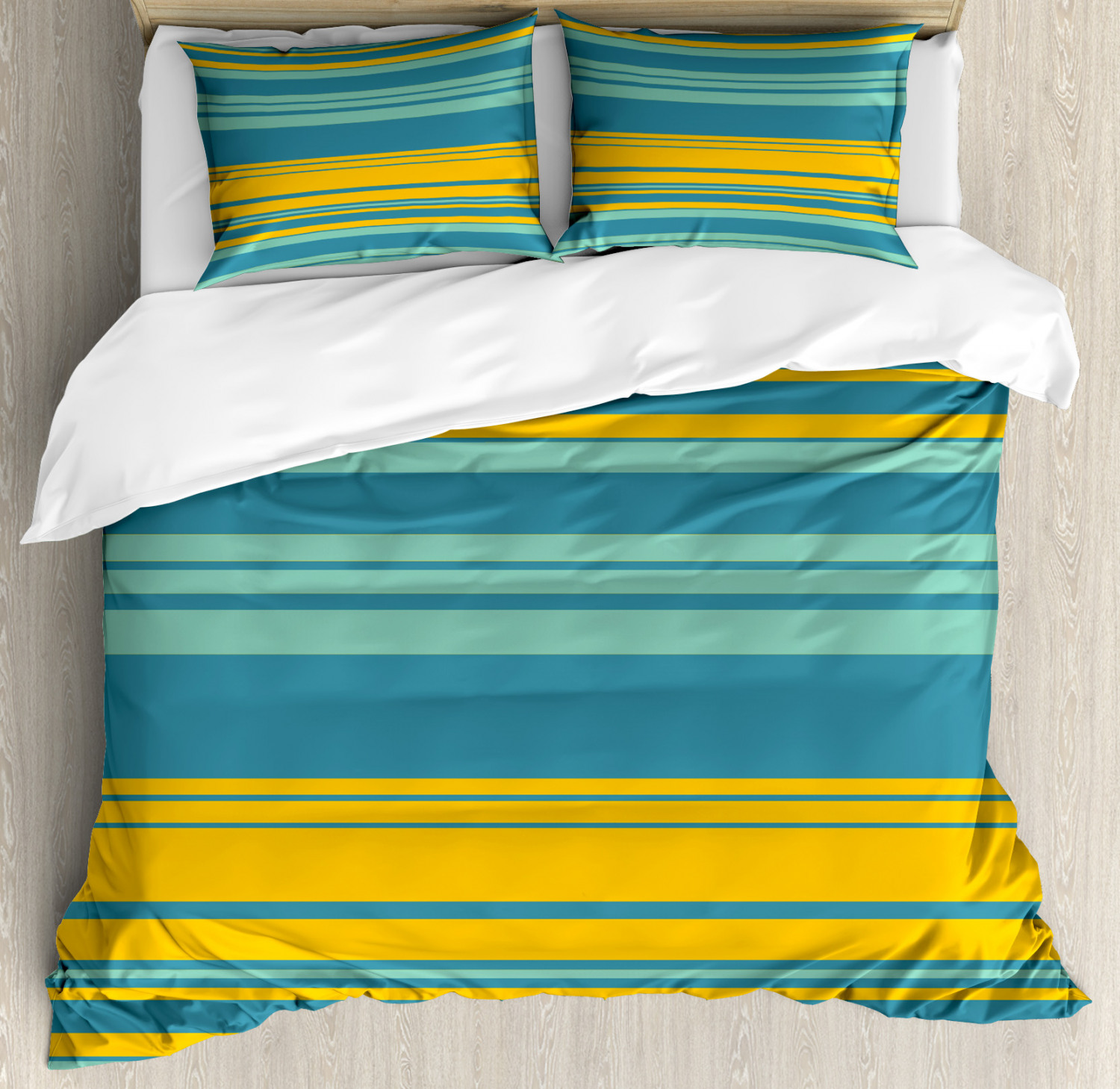 Yellow and Blue Queen Size Duvet Cover Set Abstract Modern with 2 ...