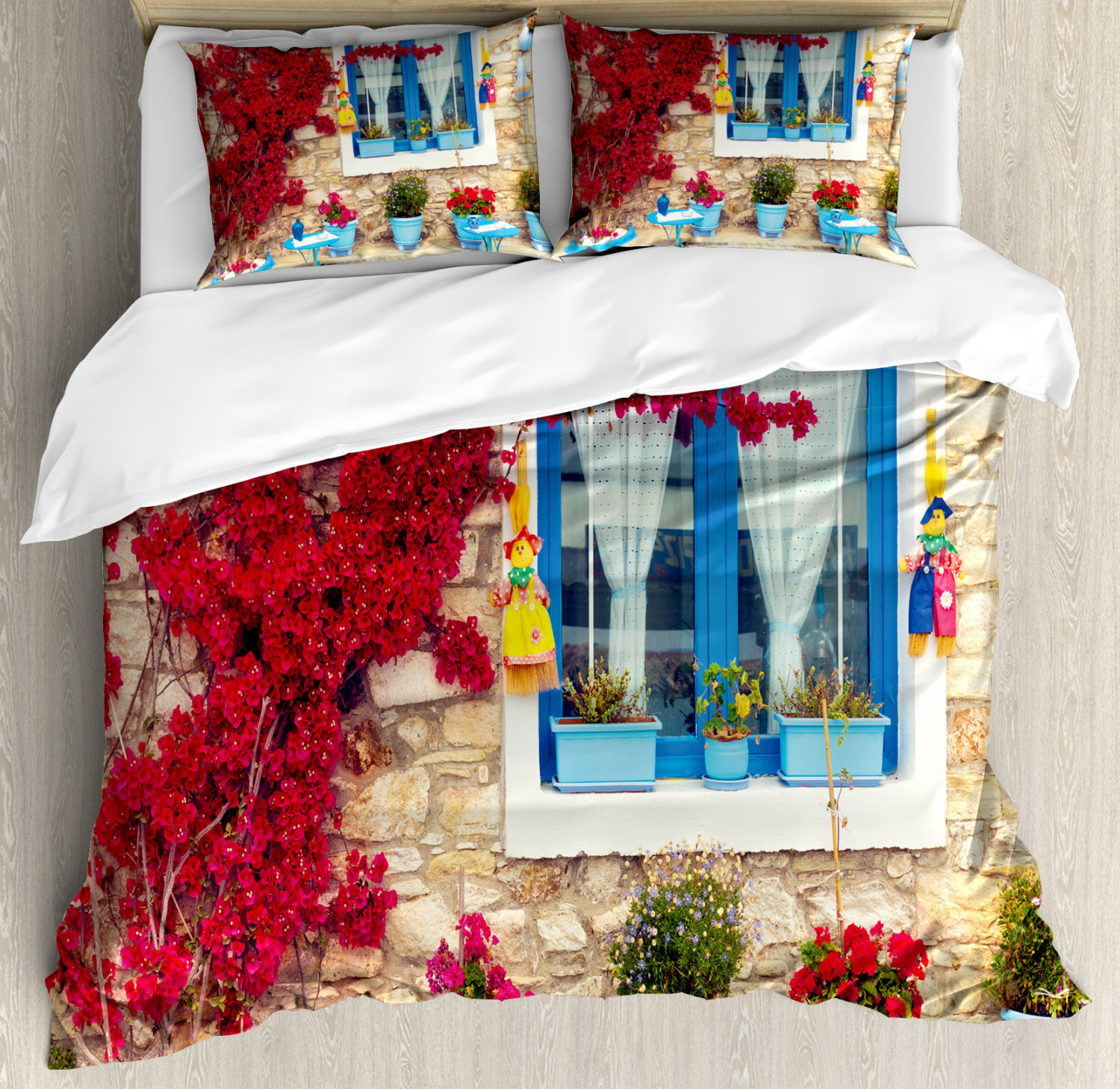 Coastal Duvet Cover Set With Pillow Shams Mediterranean House