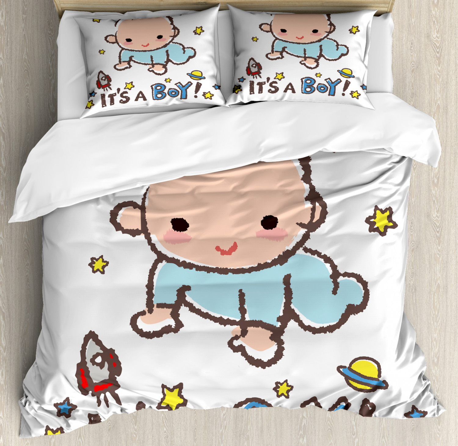 Cartoon Duvet Cover Set with Pillow Shams Baby Boy Gender Print - Picture 3 of 8