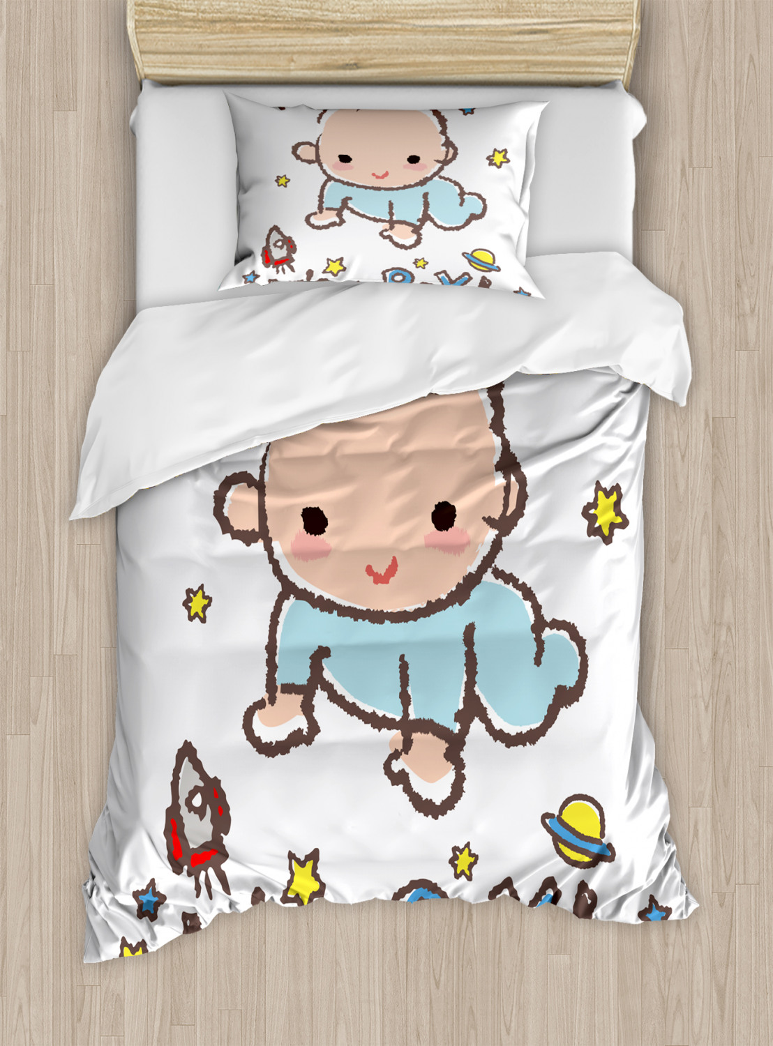 Cartoon Duvet Cover Set with Pillow Shams Baby Boy Gender Print - Picture 7 of 8