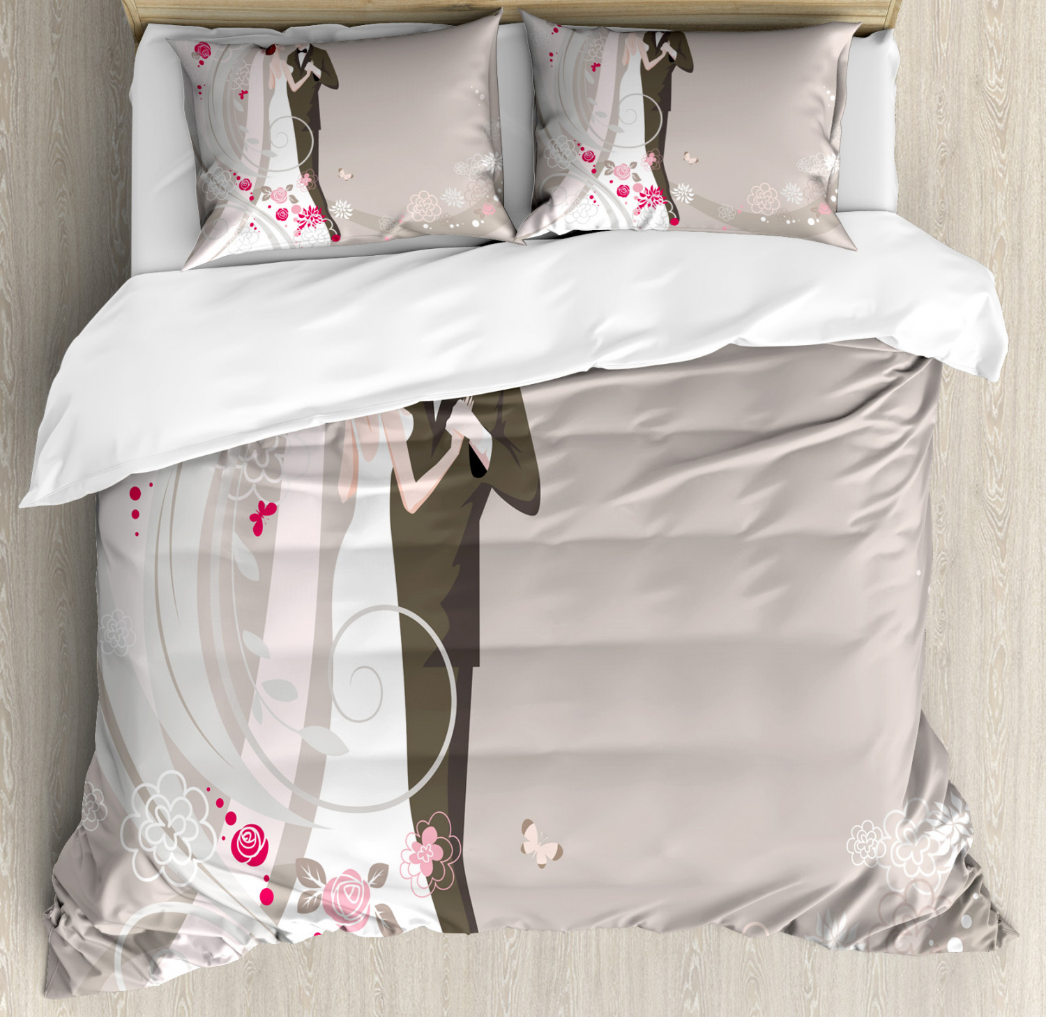 Wedding Duvet Cover Set with Pillow Shams Ceremony Bride Groom Print eBay