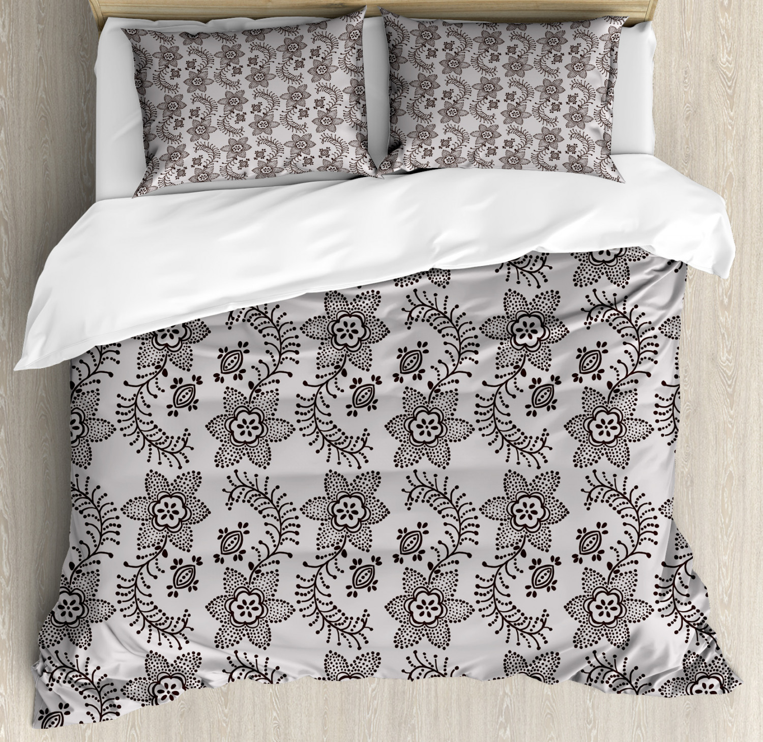 Taupe Duvet Cover Set With Pillow Shams Authentic Russian Boho Print Ebay 