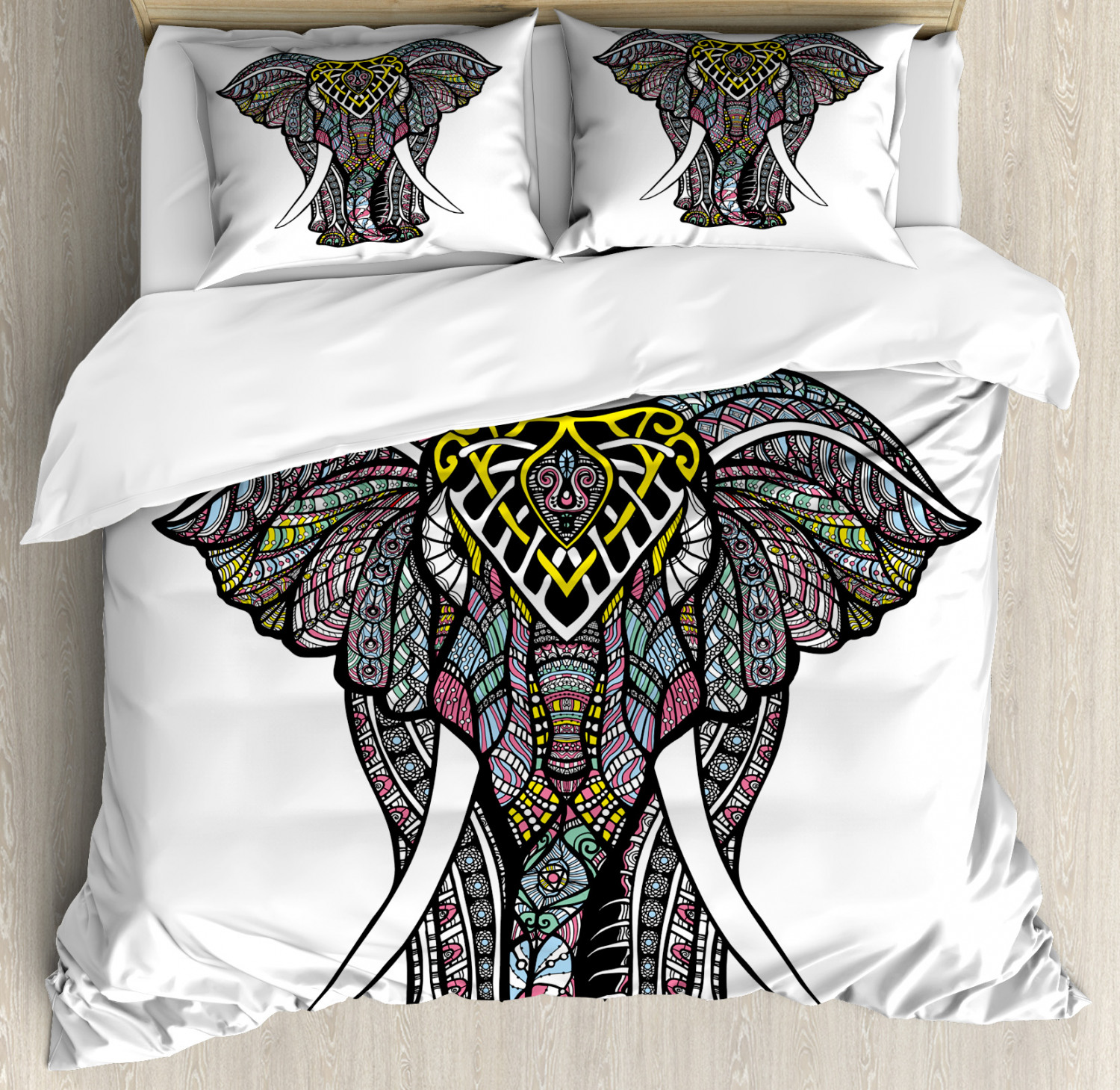 Elephant Mandala Duvet Cover Set With Pillow Shams Bohem Design Image Is Loading Elephant Mandala Duvet Cover Set With Pillow Shams