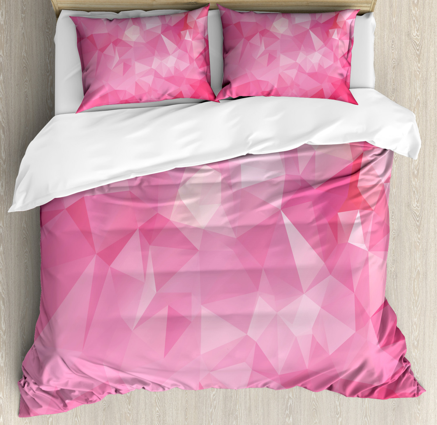 Pale Pink Duvet Cover Set With Pillow Shams Mosaic Fractal Style