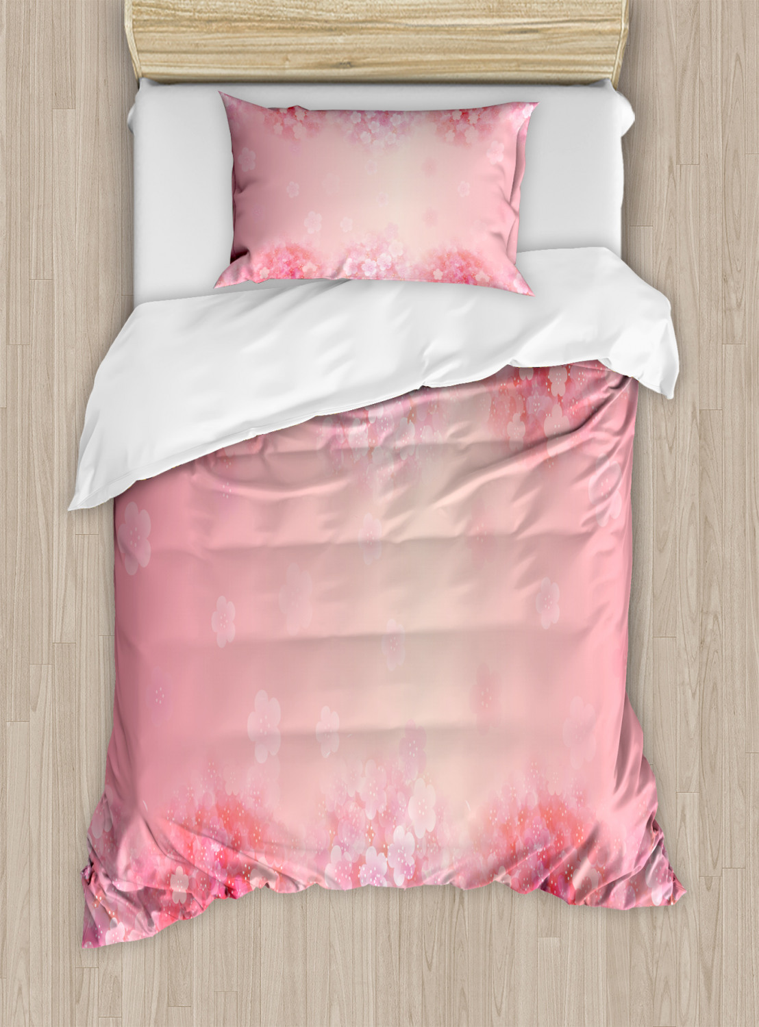 Pale Pink Duvet Cover Set With Pillow Shams Plum Blossom Botany