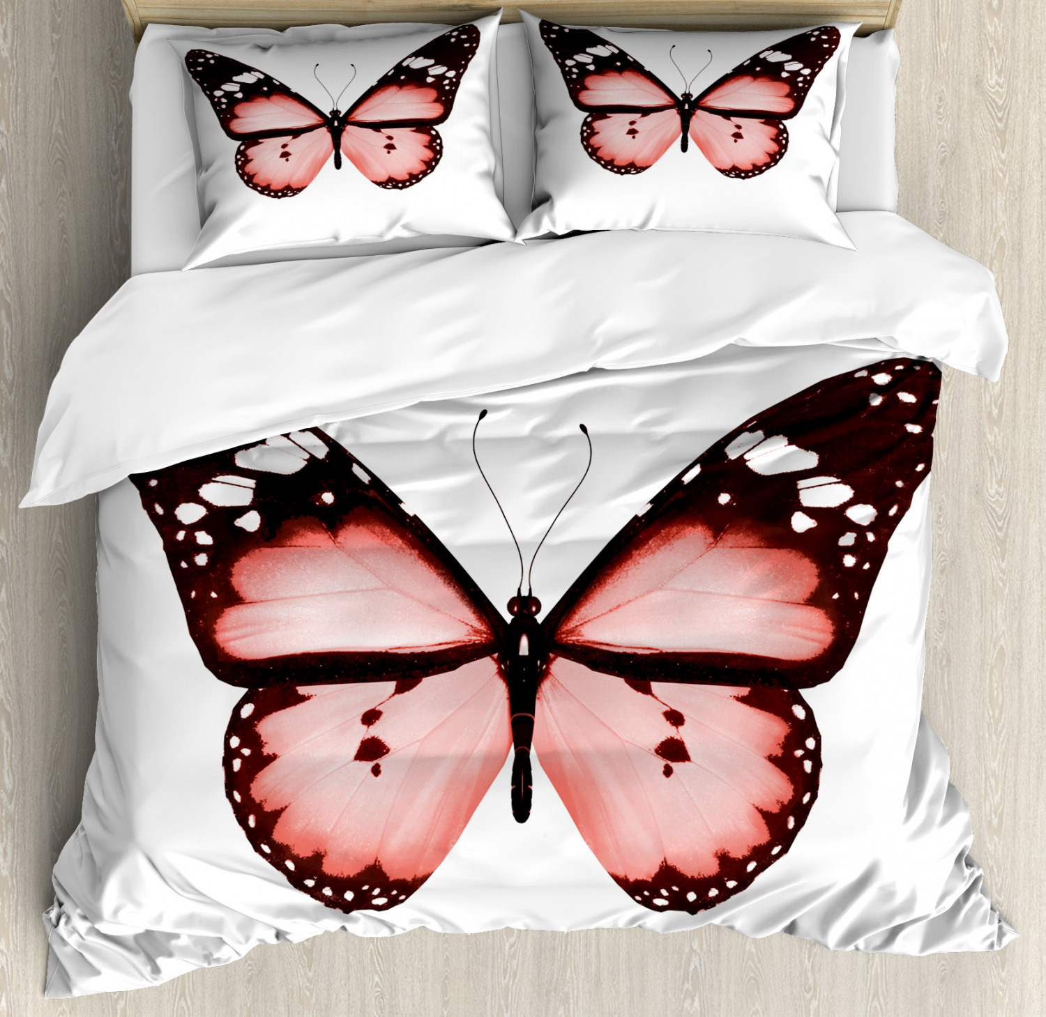 Pale Pink Duvet Cover Set With Pillow Shams Butterfly Valentines