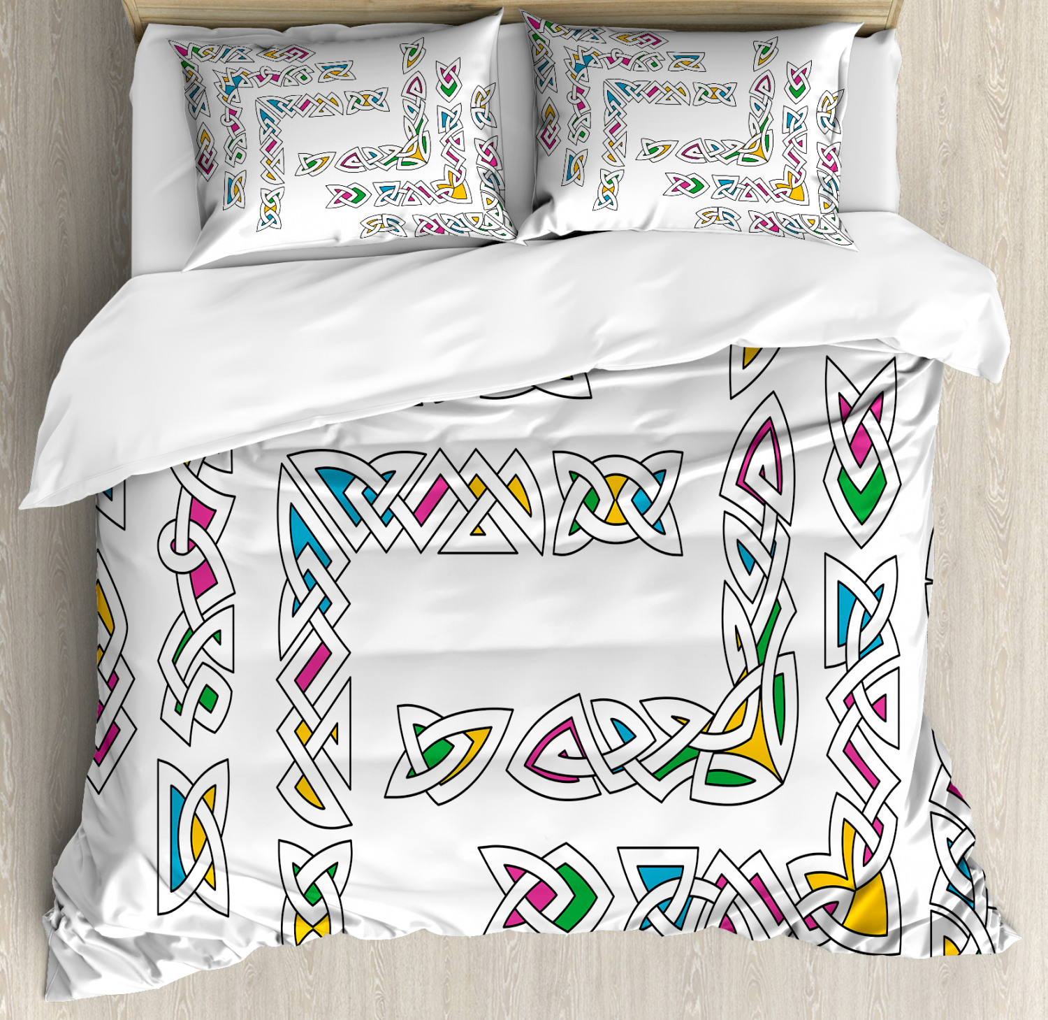 Irish Duvet Cover Set With Pillow Shams Gaelic Ornament Patterns