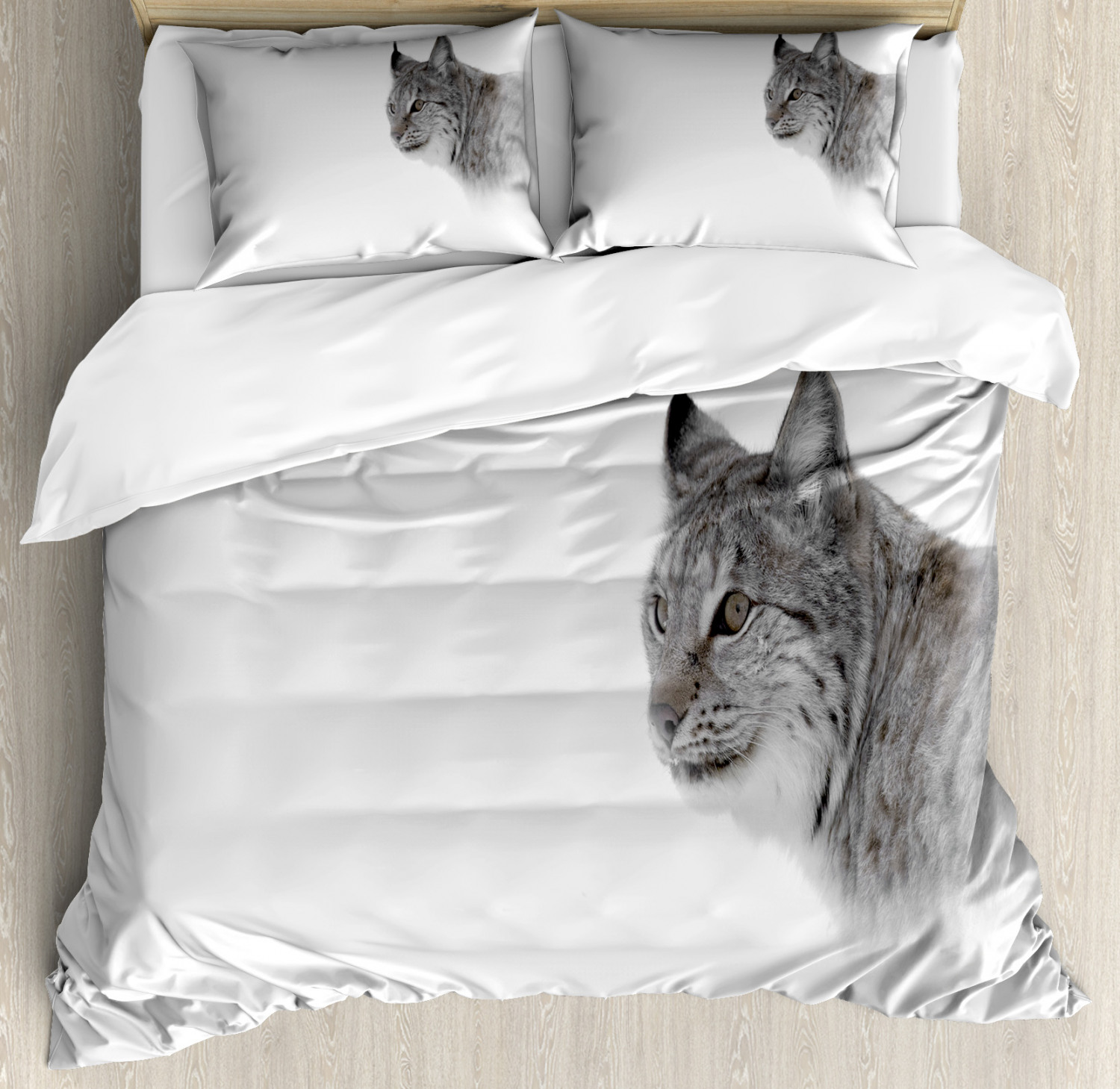 Hunting Duvet Cover Set With Pillow Shams Wild Lynx Norway Print