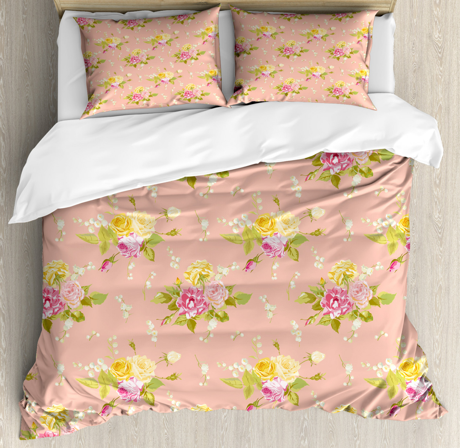 Shabby Chic Duvet Cover Set with Pillow Shams Bridal Roses Old Print eBay