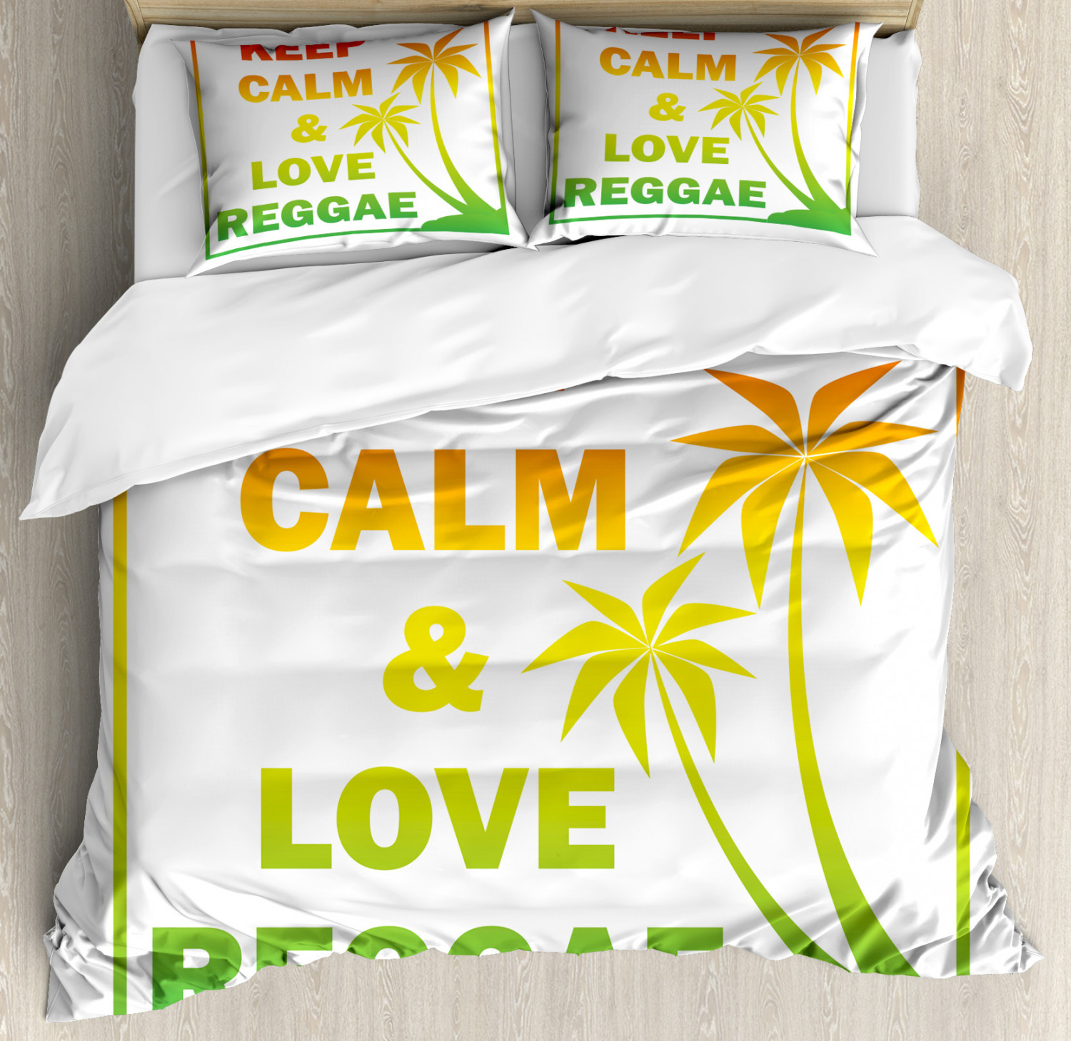 Jamaican Duvet Cover Set with Pillow Shams Knitted Rasta Lines Print 