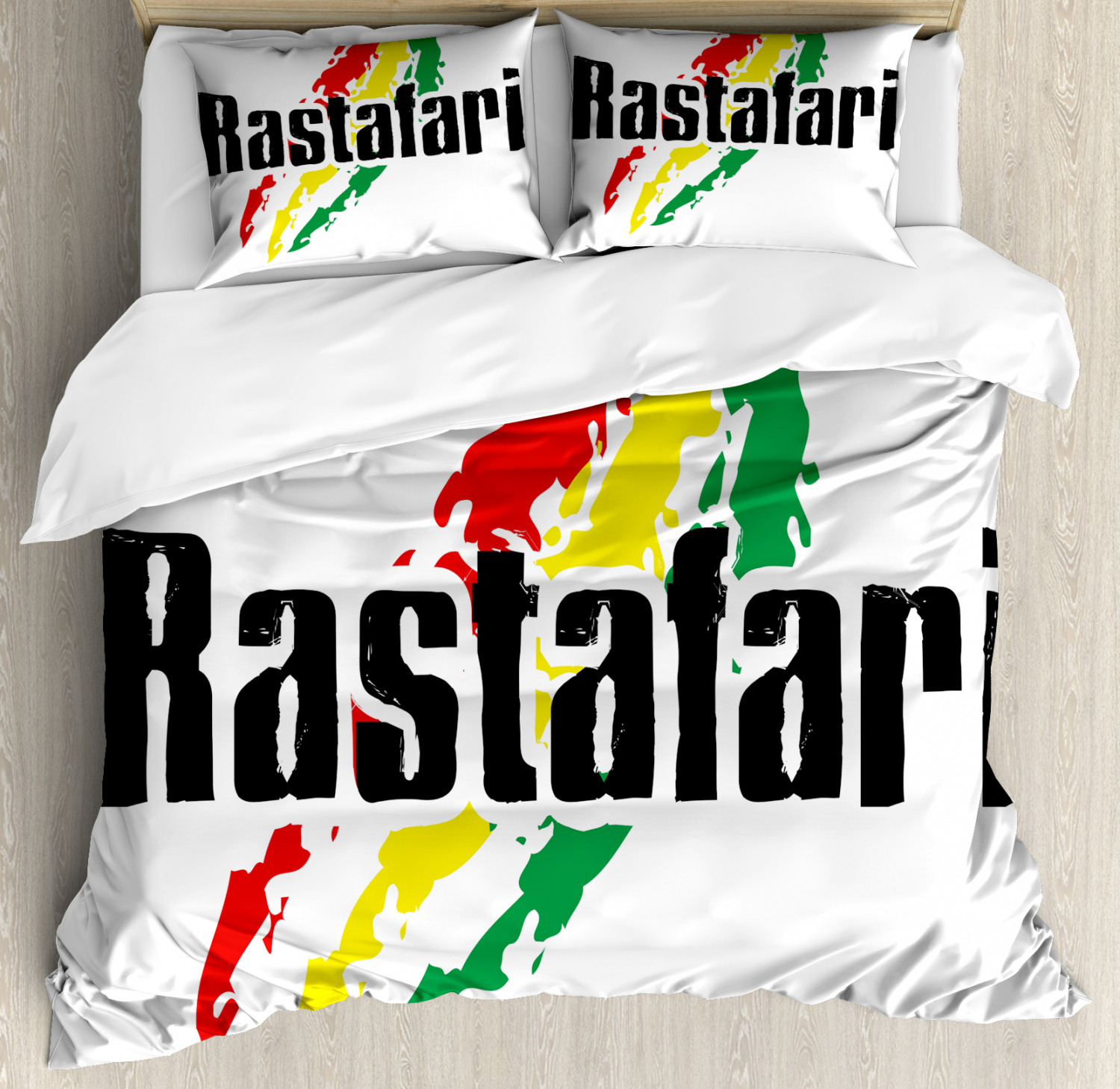 Rasta Duvet Cover Set With Pillow Shams Grunge Rastafari Quote