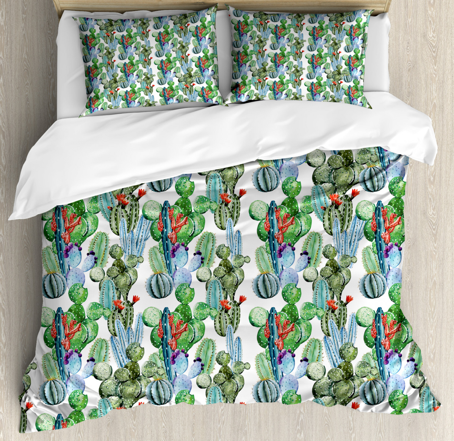 Cactus Duvet Cover Set With Pillow Shams Hawaiian Summer Theme