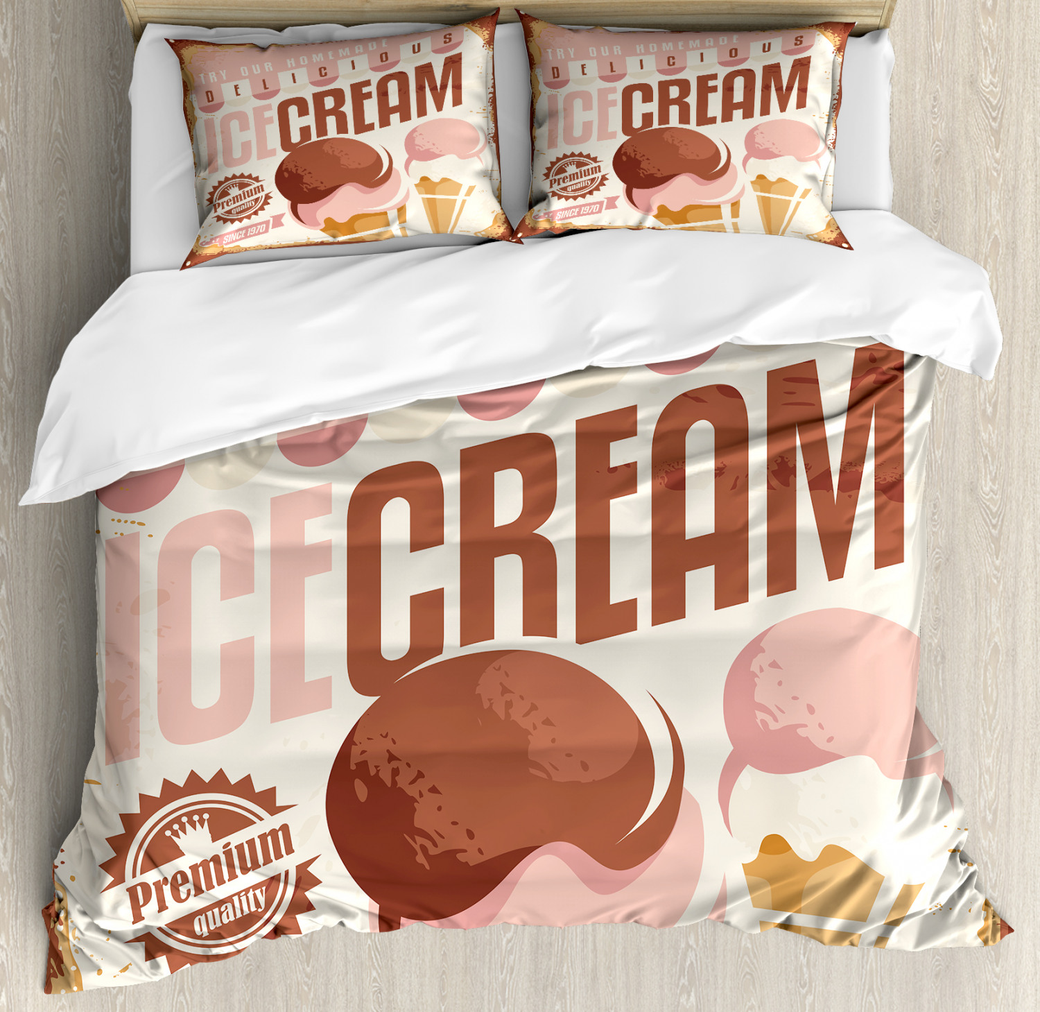 Ice Cream Duvet Cover Set With Pillow Shams Retro Pop Art Print