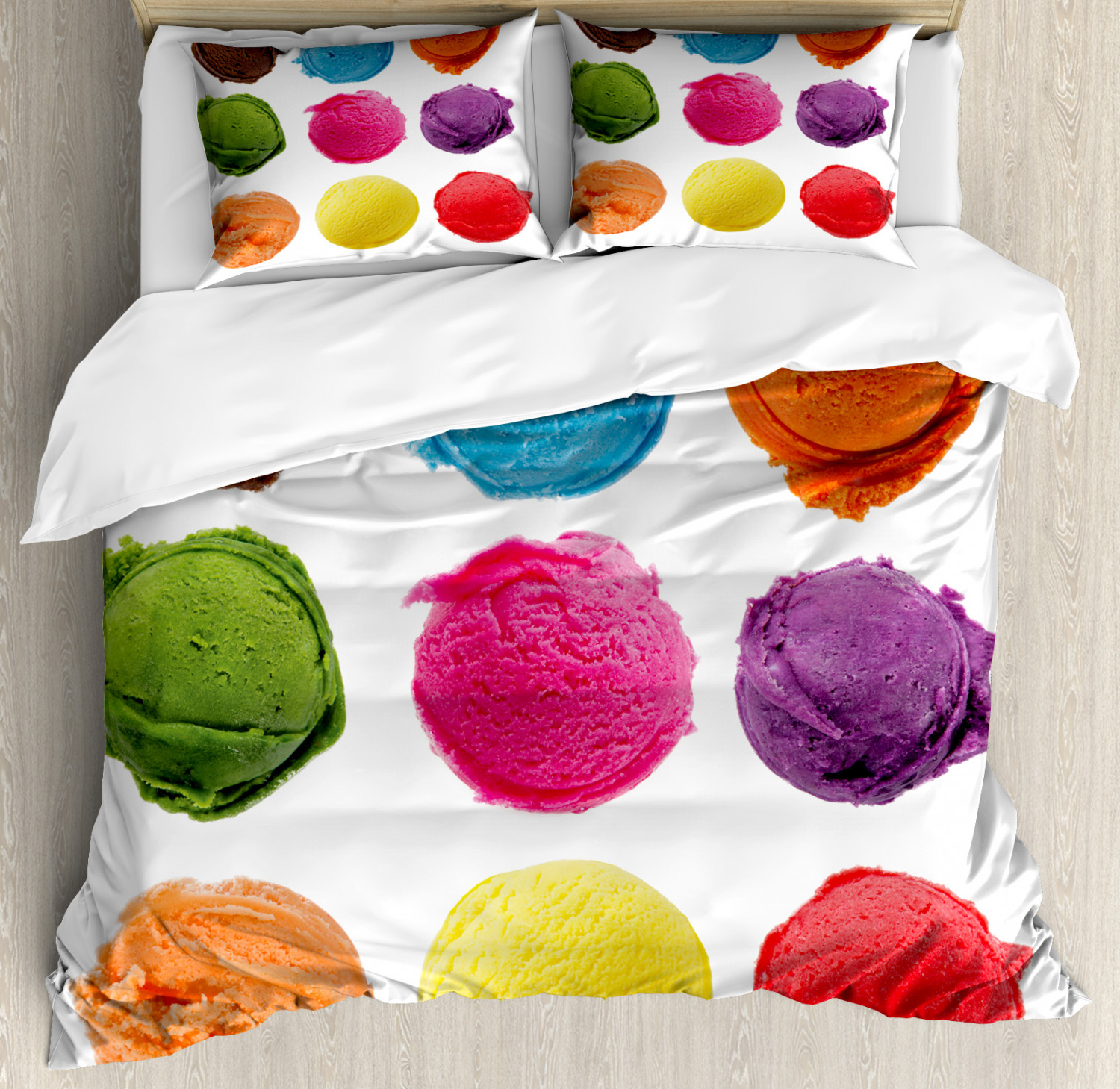 Ice Cream Duvet Cover Set With Pillow Shams Yummy Summer Print For