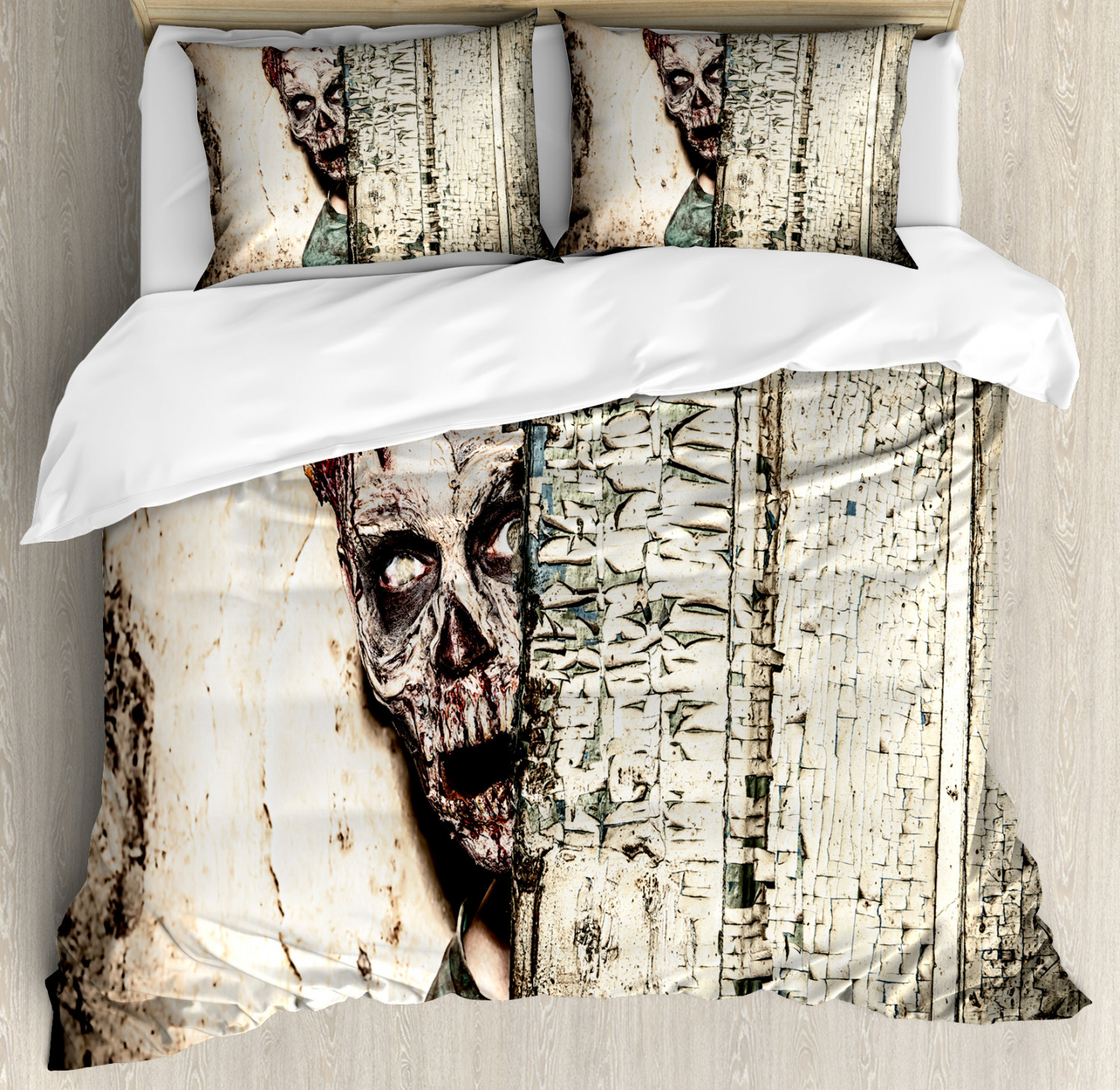 Zombie Duvet Cover Set with Pillow Shams Old House Vampire Print Zombie Duvet Cover Set with Pillow Shams Old House Vampire Print