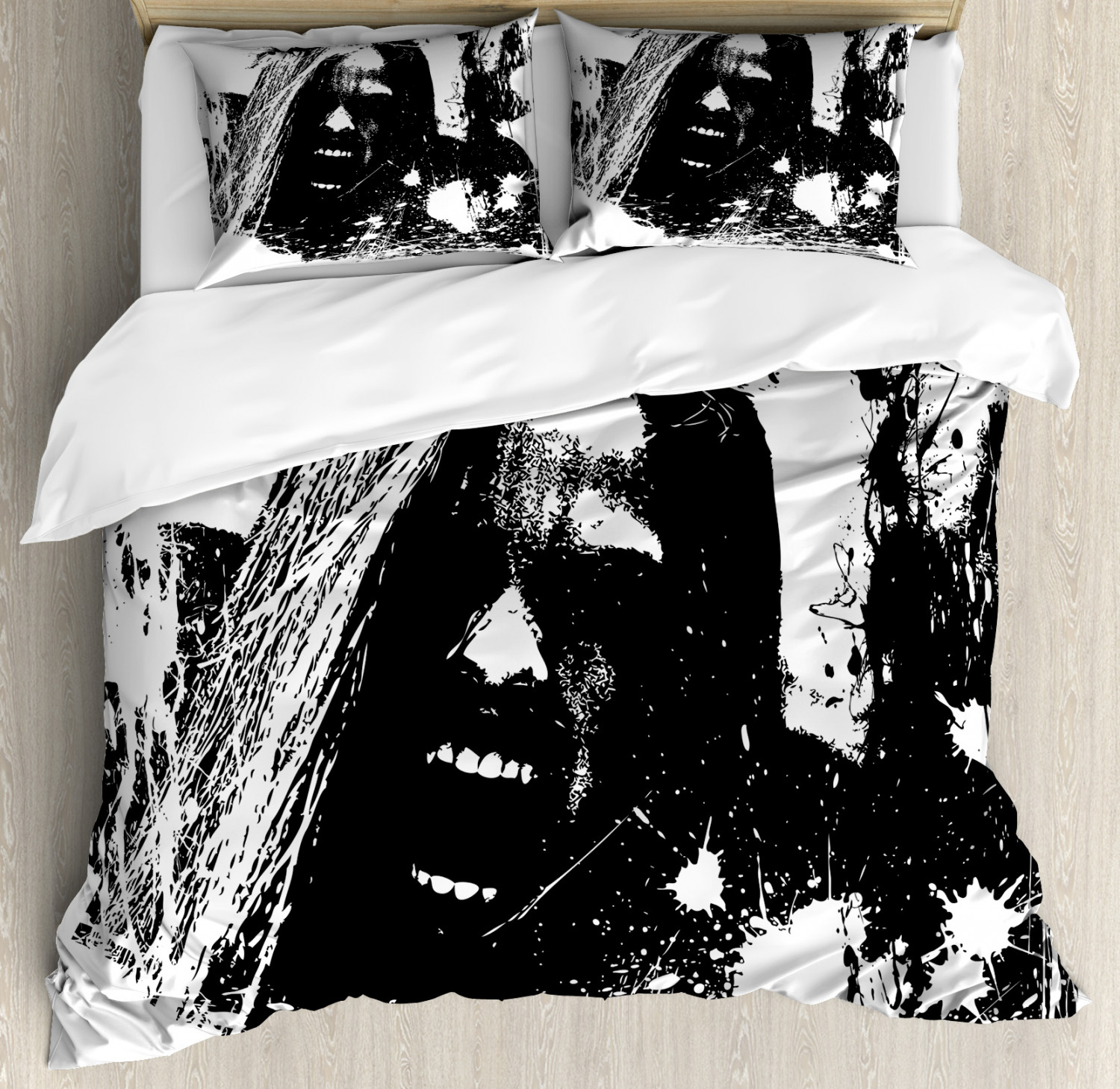 Zombie Duvet Cover Set With Pillow Shams Crazy Man Horror Print Ebay