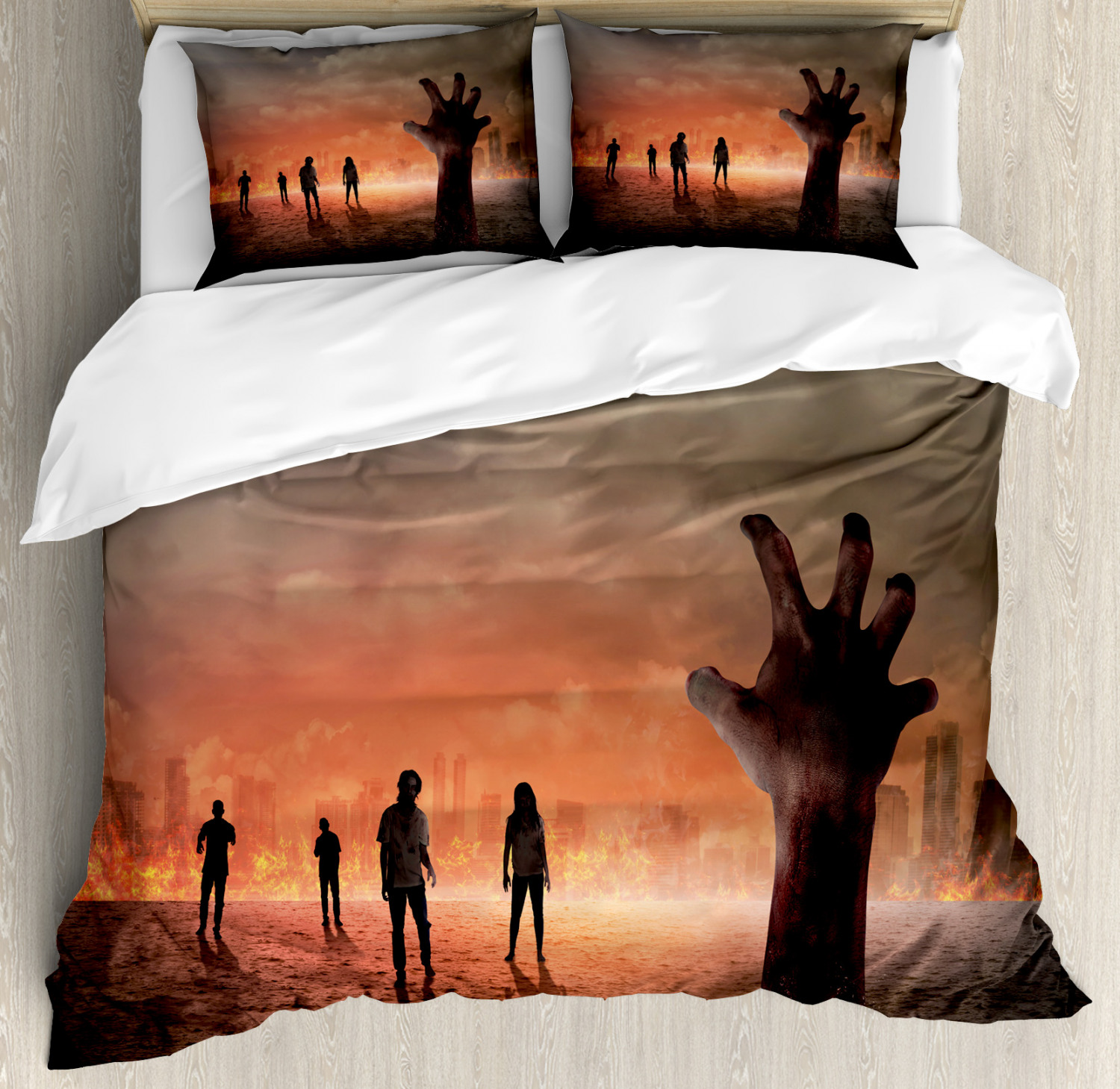 Pillow Shams Burning City, Zombie Duvet Cover
