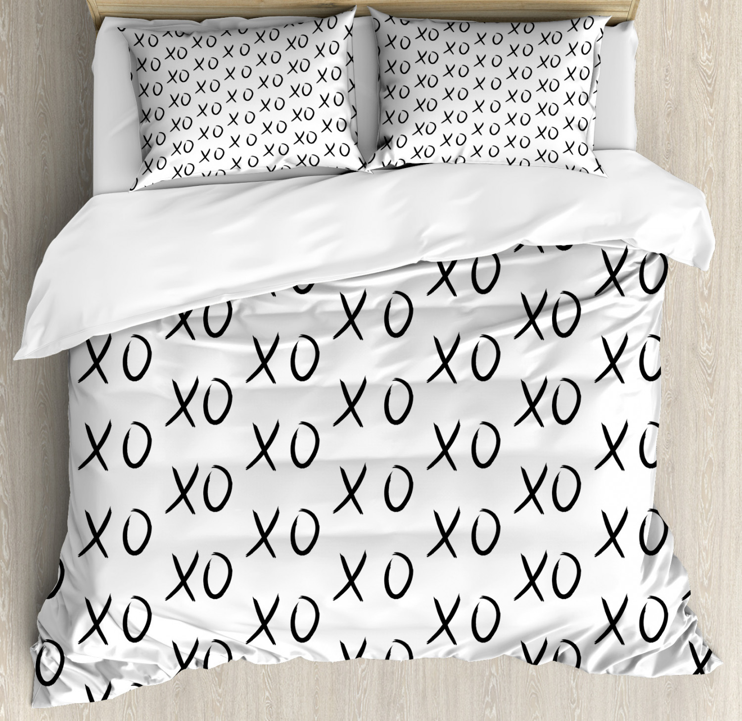 Xo Duvet Cover Set with Pillow Shams Affection Expression Kisses Print Xo Duvet Cover Set with Pillow Shams Affection Expression Kisses Print